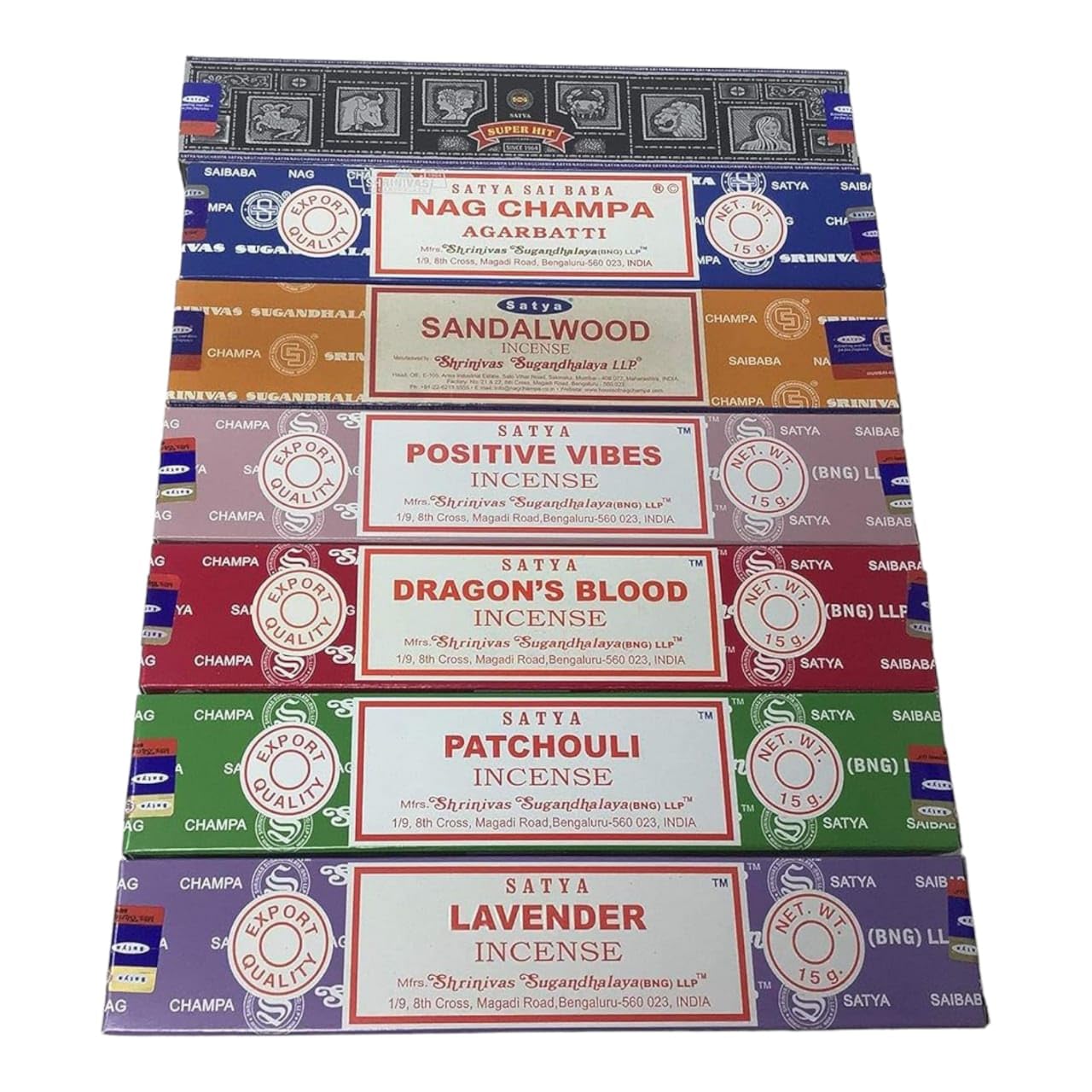 Satya Premium Mix Assorted Incense Sticks Set of 12 Pack | for Meditation, Aromatherapy, Healing, Yoga, Positivity and Relaxation | 180 Sticks (12Packs X 15Sticks)