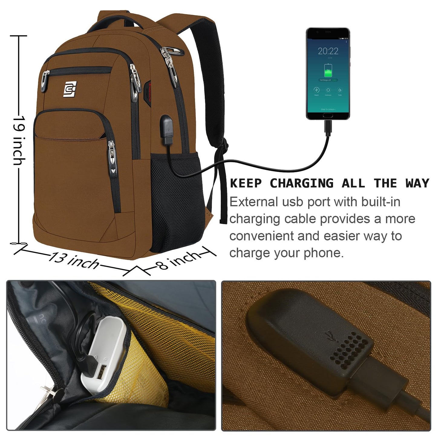 Laptop Backpack,Business Travel Anti Theft Slim Durable Laptops Backpack with USB Charging Port,Water Resistant College Computer Bag for Women & Men Fits 15.6 Inch Laptop and Notebook - Black