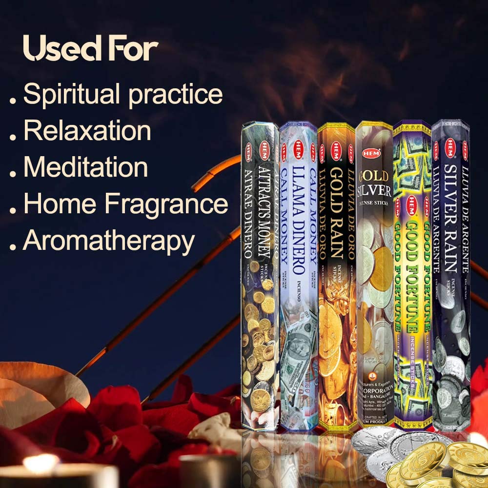 HEM Assorted Hexa Incense Sticks – Pack of 6 Fragrance Sticks (Each Tube Contains 20 Sticks) – Long-Lasting Aromatherapy for Meditation, Relaxation, Yoga, and Home Fragrance