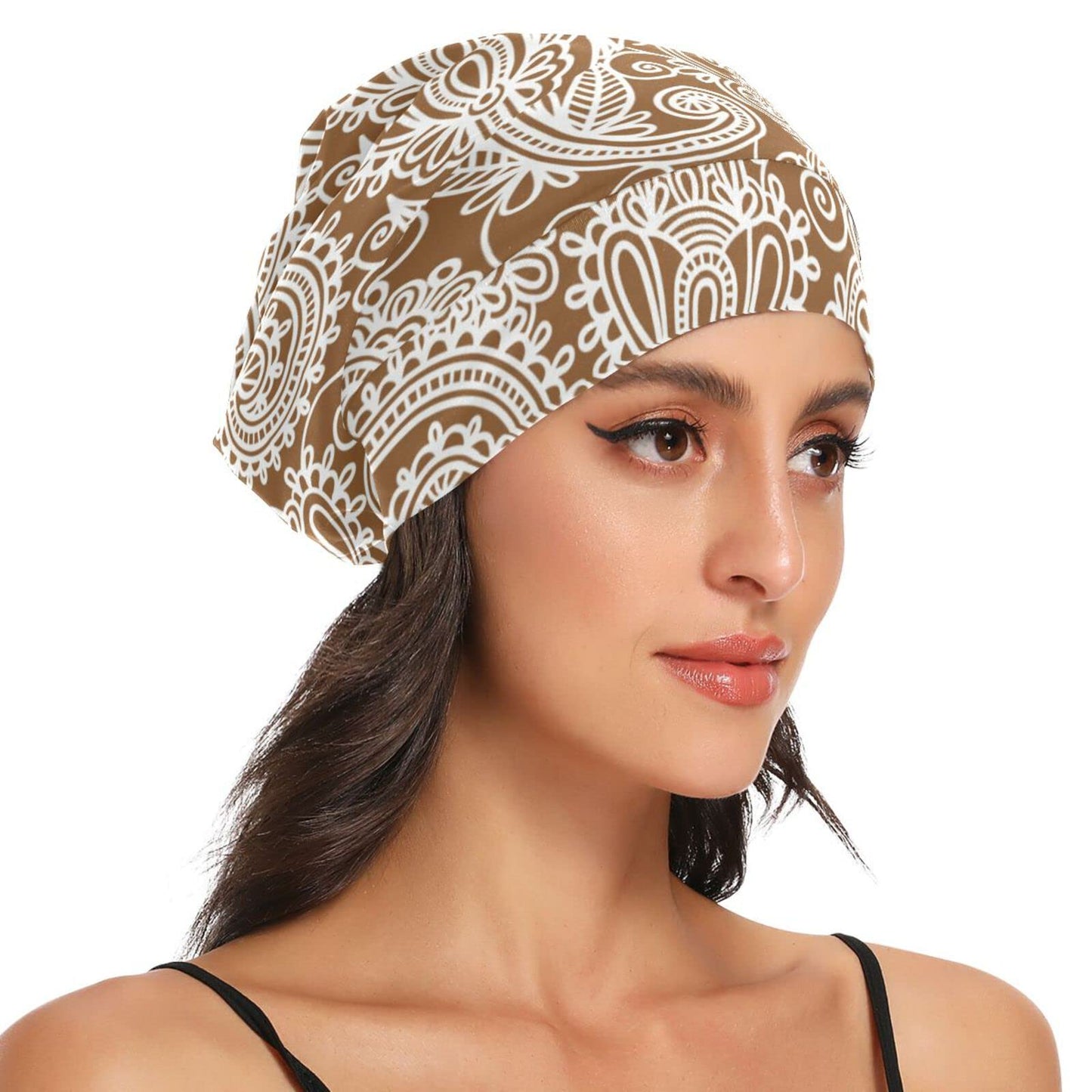 Satin Bonnet Lined Sleep Cap Hair Wrap Cover Slouchy Beanie for Curly Hair Protection for Gifts for Men Women Dark Blue Stars