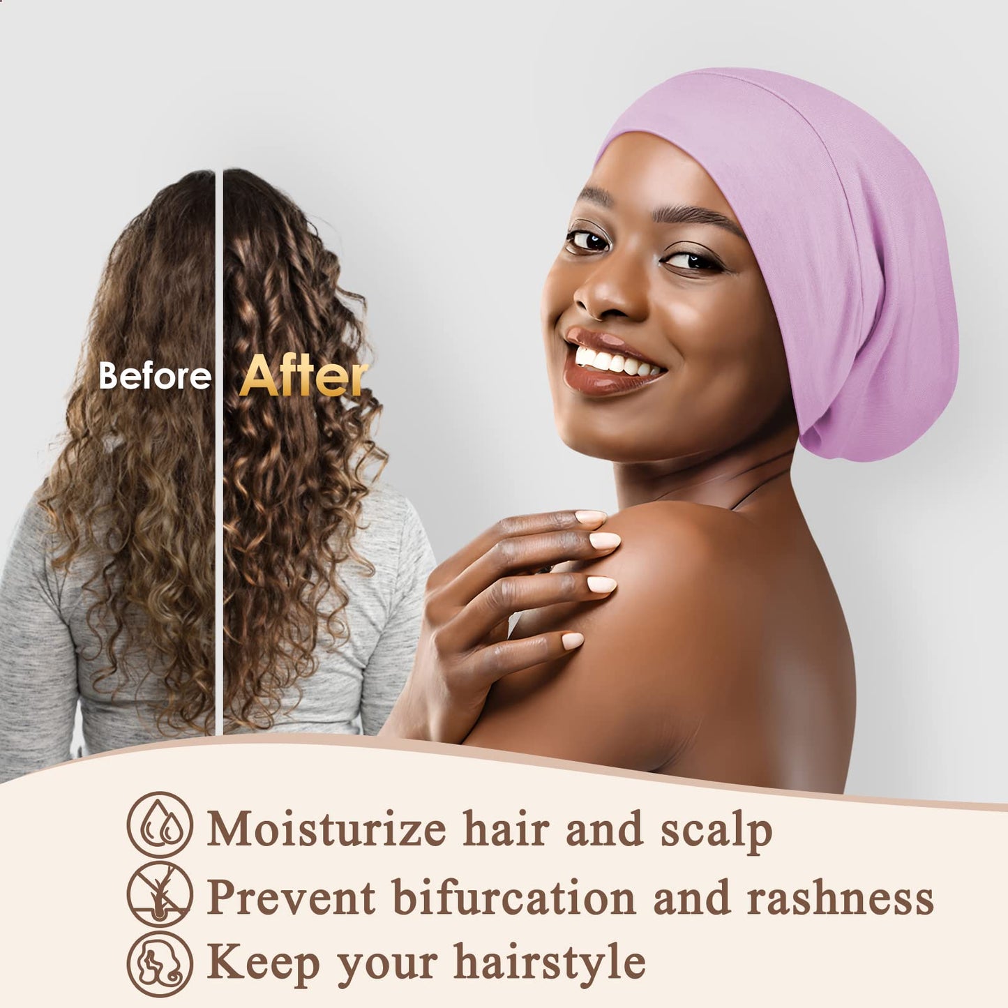 OLESILK 100% Mulberry Silk Bonnet for Sleeping Women, Silk Hair Wrap for Sleeping, Silk Sleep Bonnet for Women&Men, Real Silk, Not Satin, Reddish Brown
