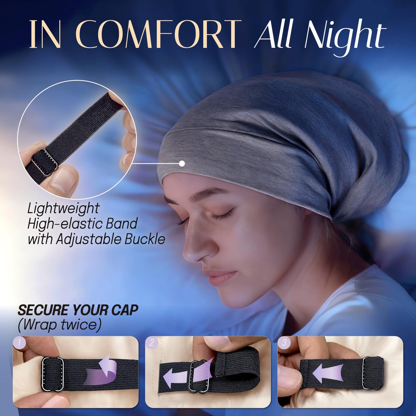 OLESILK 100% Mulberry Silk Bonnet for Sleeping Women, Silk Hair Wrap for Sleeping, Silk Sleep Bonnet for Women&Men, Real Silk, Not Satin, Reddish Brown