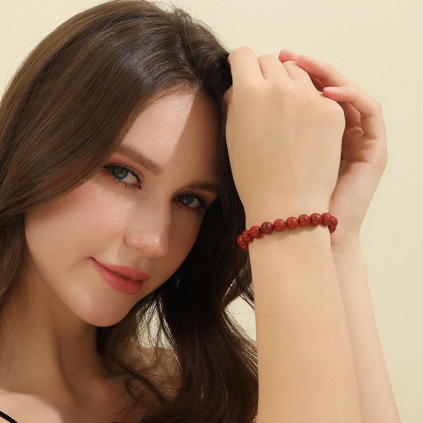Crystal Vibe Handmade Natural Amethyst Bracelet for Women - Stretchable 8mm Bead Bracelet - Adjustable size Crystal Bracelet for Women