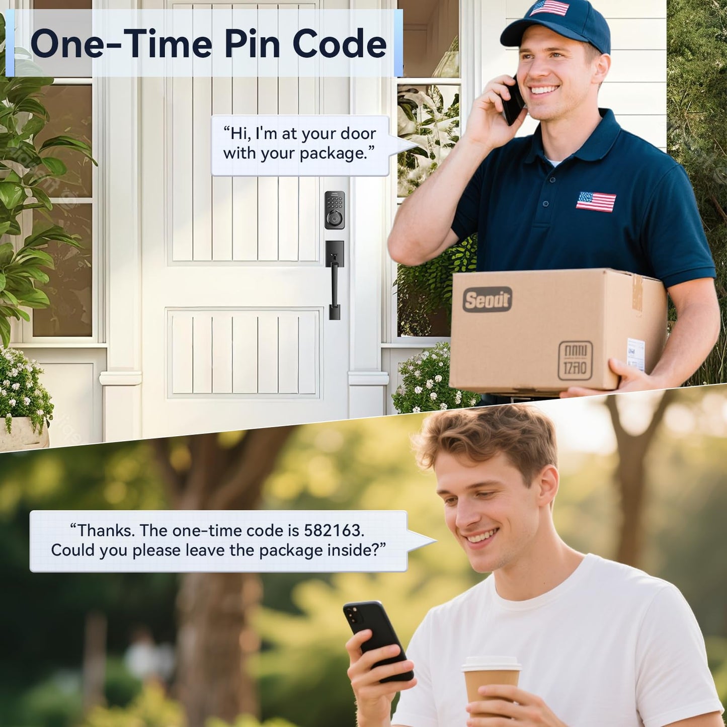 Fingerprint Keypad Deadbolt with Handle Set, Keyless Entry Door Lock, Door Locks for Front Door Lock Set, App Control, Auto Locking, Easy to Install, Matte Black