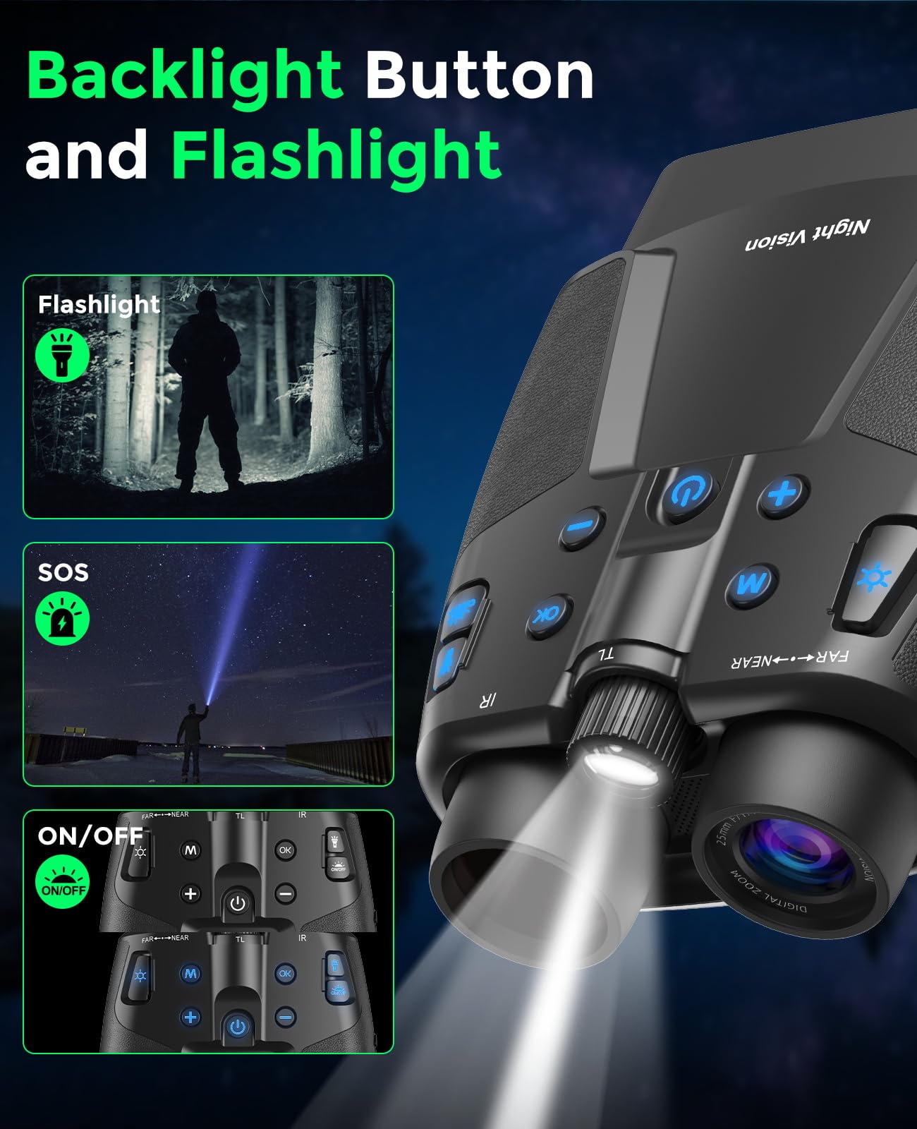 Night Vision Goggles for Adults, 3" HD Screen, 5000mAh Rechargeable Night Vision Binoculars with 32GB Card & 4K Video Recording for Wildlife, Hunting, Security