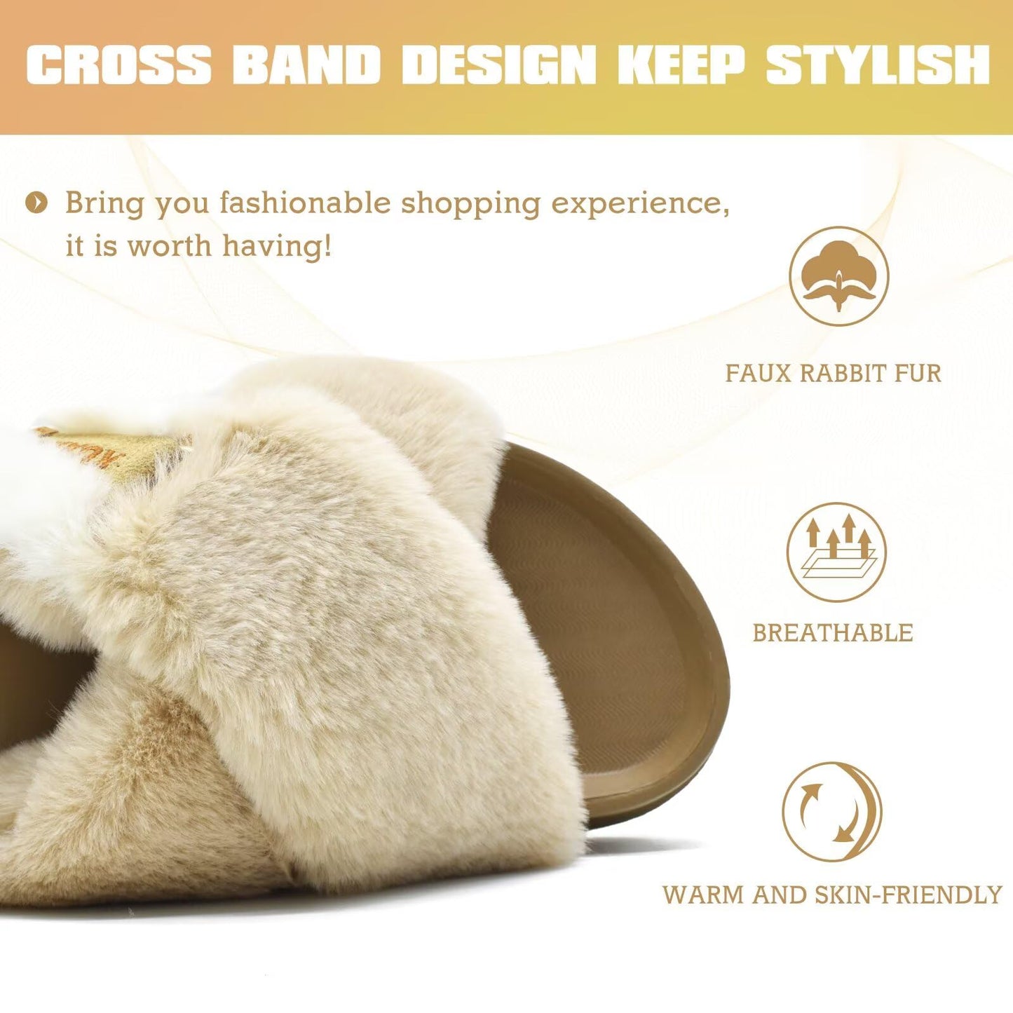 KuaiLu Womens Fuzzy Criss Cross Band Platform Slippers Arch Support Furry Faux Fur Ladies Open Toe Cozy Soft Plush Fleece Comfy House Shoes Sandals