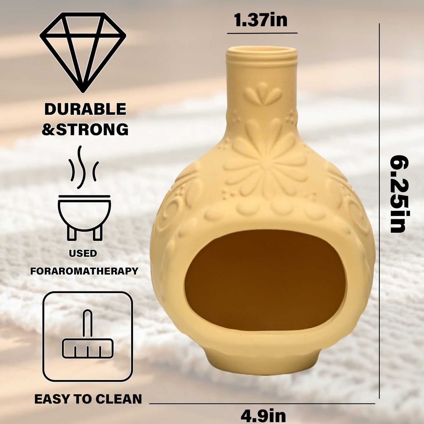 Handmade Ceramic Palo Santo Holder Burner - Mini Chimenea Incense Dish for Palo Santo and Sticks - Sage Holder for Meditation Decor