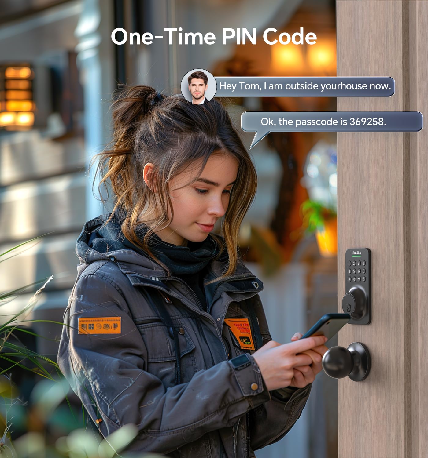 Keyless Entry Keypad Deadbolt with Handle Set, Smart Lock, Auto-Lock + One-Touch Lock, 100 Codes + 15-Min Easy Install, Ideal for Airbnb/Homes/Offices, Fits U.S. Standard Front Doors, Black