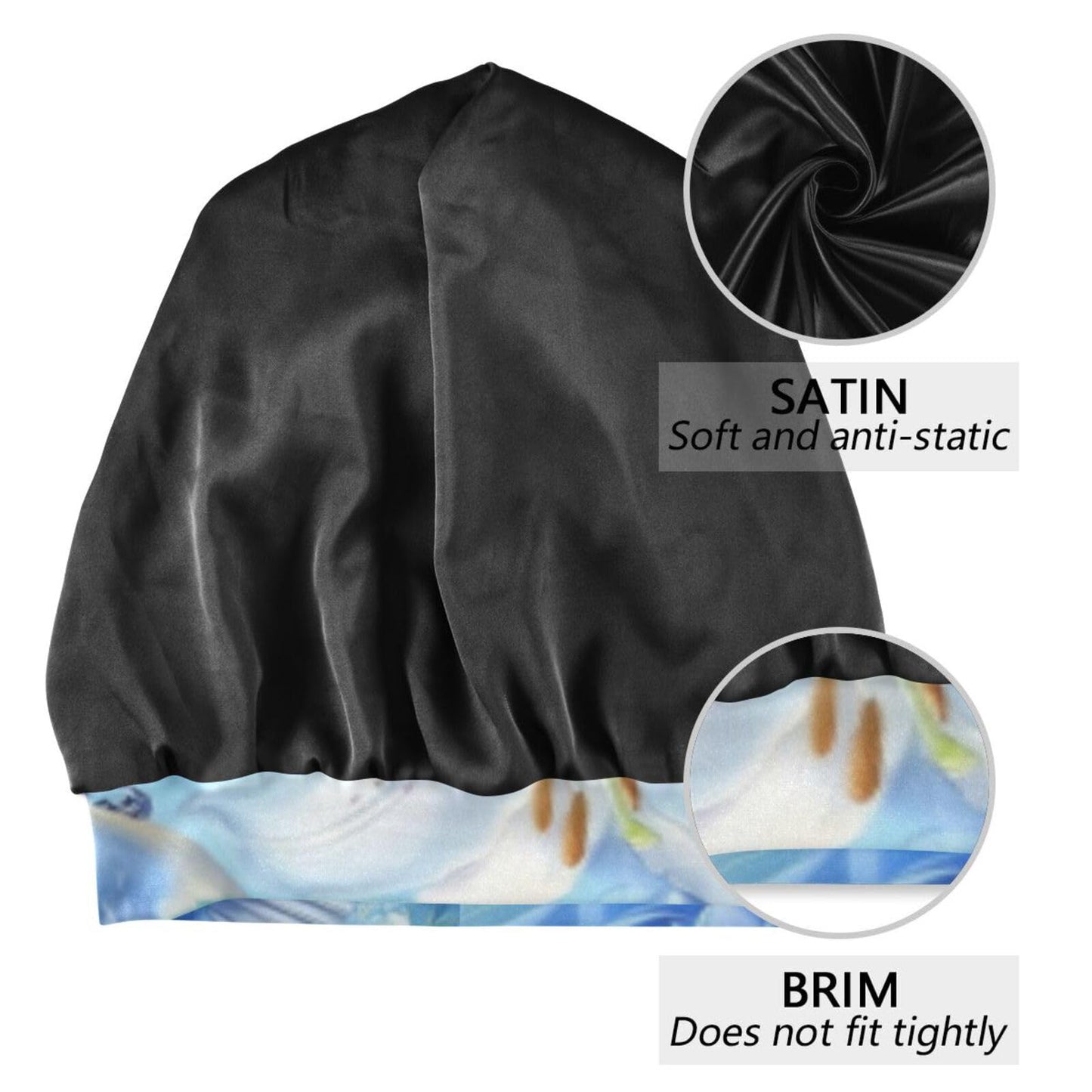 Satin Bonnet Lined Sleep Cap Hair Wrap Cover Slouchy Beanie for Curly Hair Protection for Gifts for Men Women Dark Blue Stars