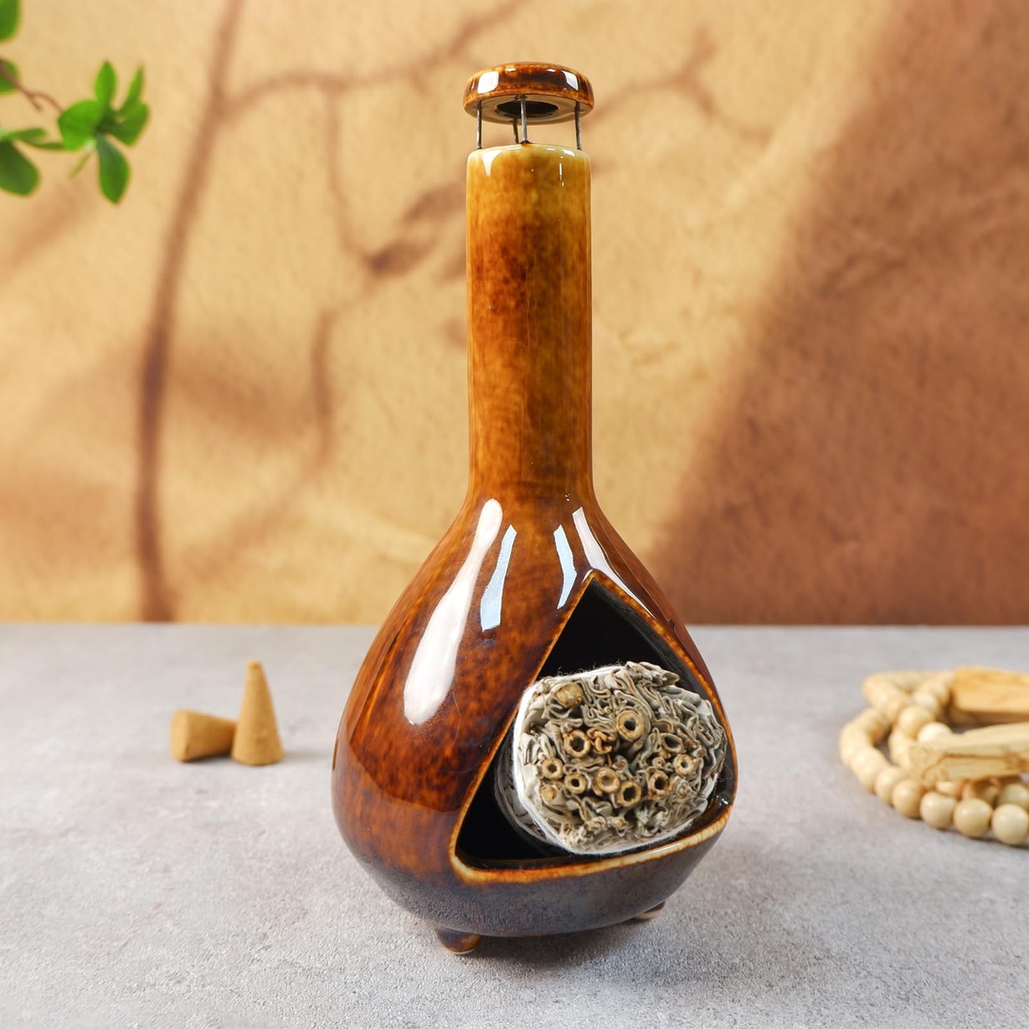 Handmade Ceramic Palo Santo Holder Burner - Mini Chimenea Incense Dish for Palo Santo and Sticks - Sage Holder for Meditation Decor