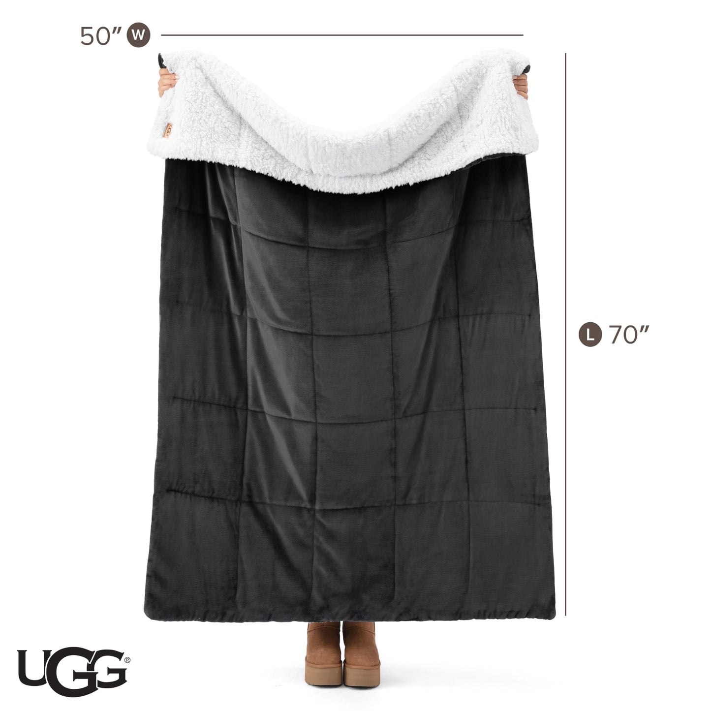 UGG Nita King/California King Blanket Fleece Fluffy Reversible Soft Fuzzy Bedding Cozy Plush Warm Oversized Blanket Machine Washable Bedroom Decor for Big Couch Bed, 110-inch x 90-inch, White Snow