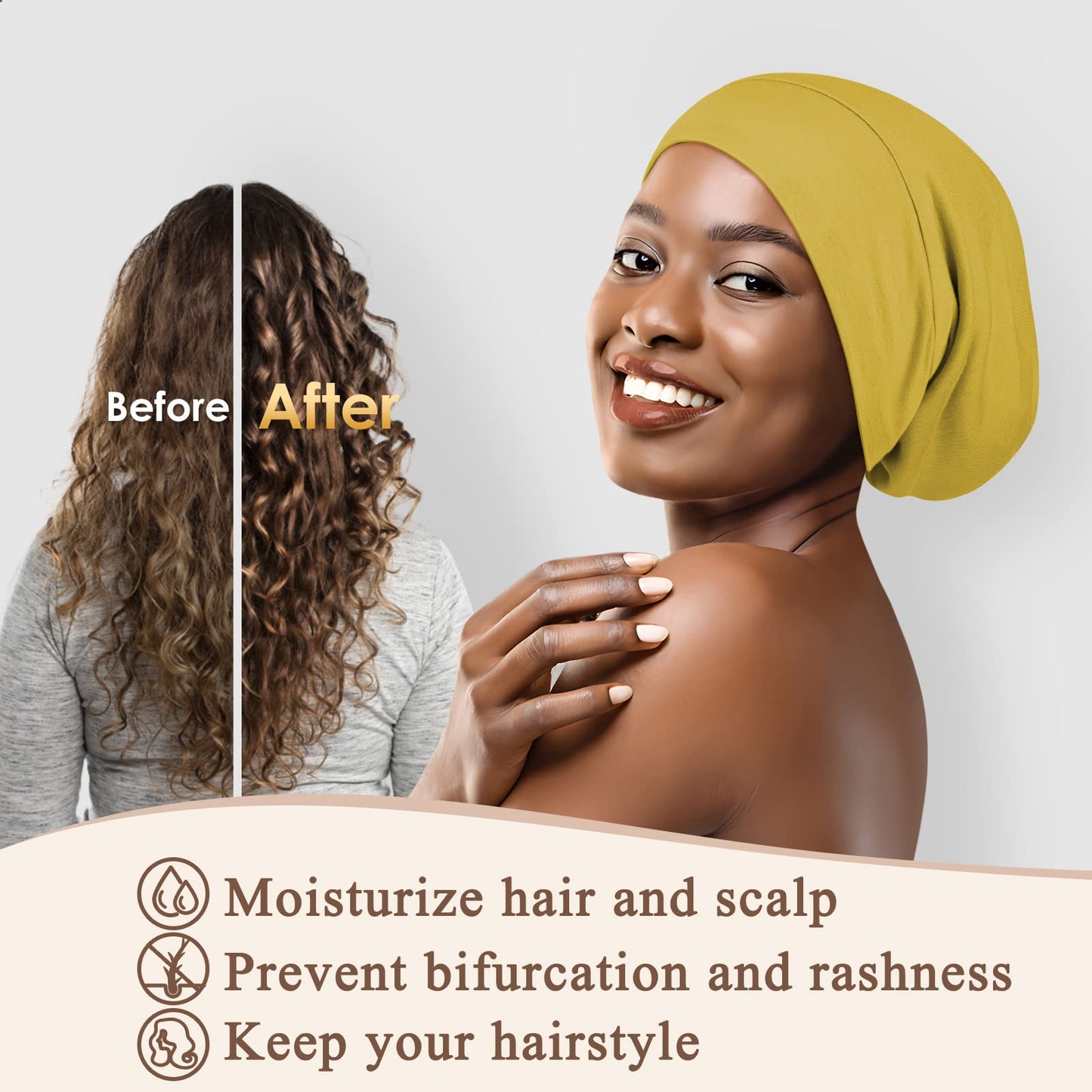OLESILK 100% Mulberry Silk Bonnet for Sleeping Women, Silk Hair Wrap for Sleeping, Silk Sleep Bonnet for Women&Men, Real Silk, Not Satin, Reddish Brown