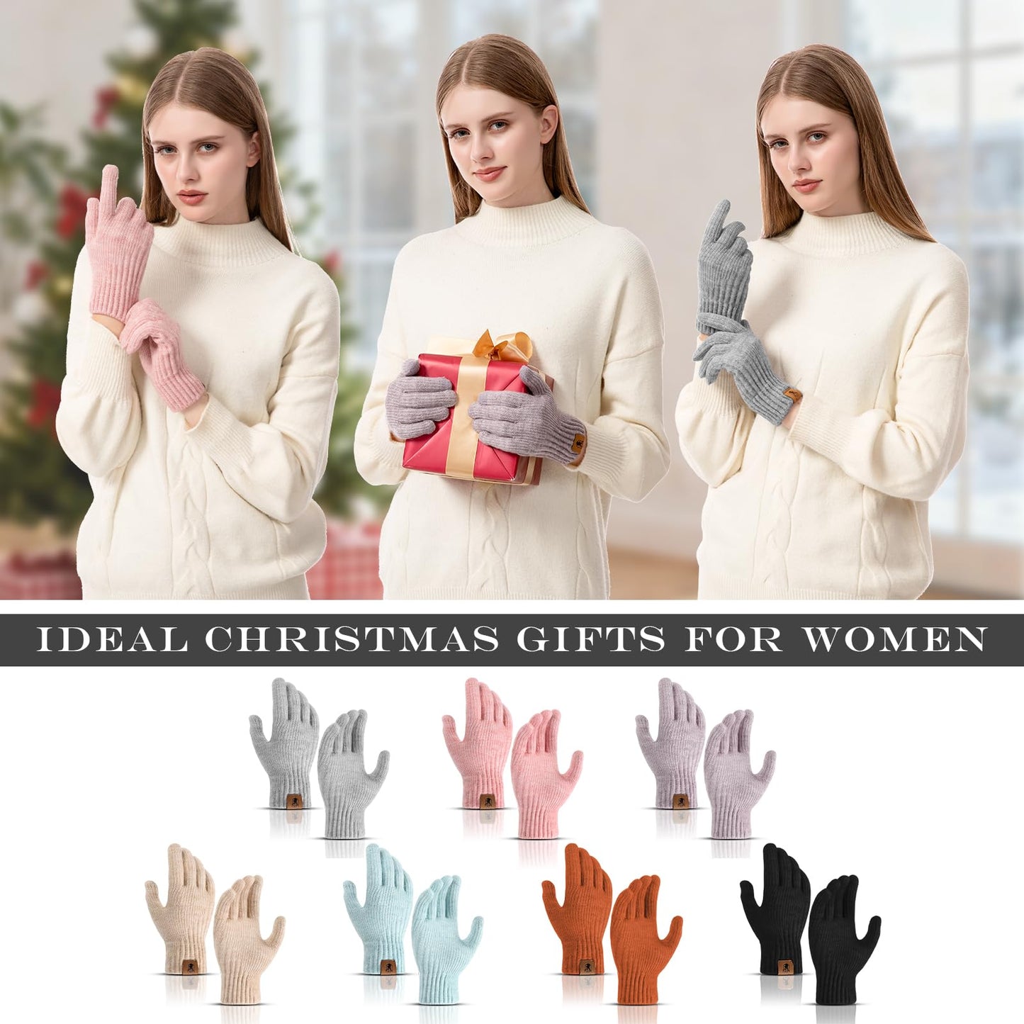Winter Gloves for Women Upgraded Touch Screen Warm Knit Gloves for Working Driving Running