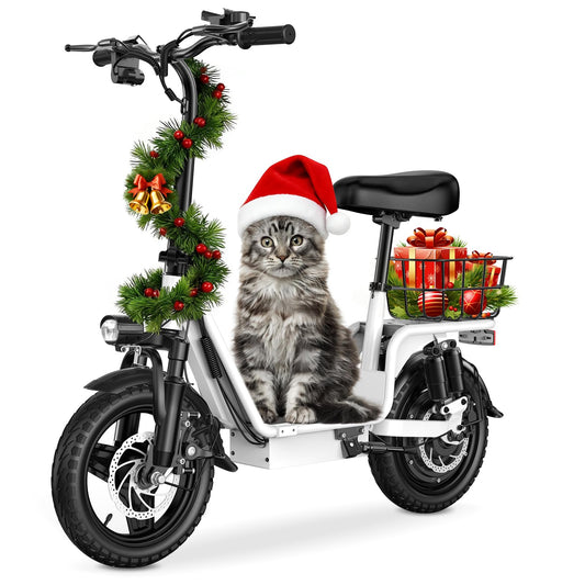 Adults Electric Scooter with Seat, 48V 10.4AH Foldable Electric Scooter,14" Tires,750W Motor,20MPH, 28-Mile Long Range and Dual Disc Brakes,330lbs Max Load