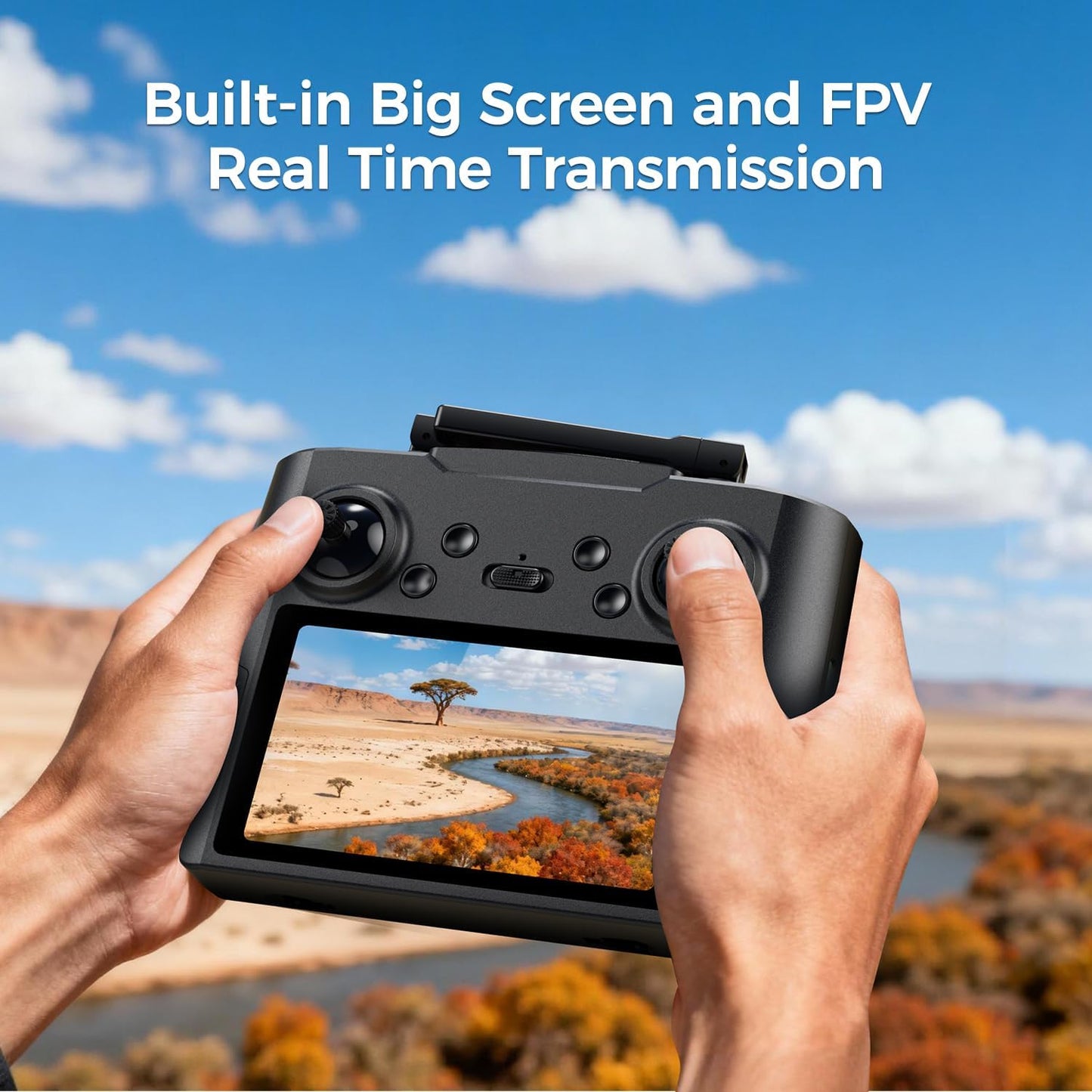 FPV Drone with Camera 4K for Adults,Big Screen on Remote Controller,2 pcs Batteries and Carrying Case,Gift Toys for Men Boys,Easy Fly Quadcopter for Beginners & Kids with Optical Flow Positioning