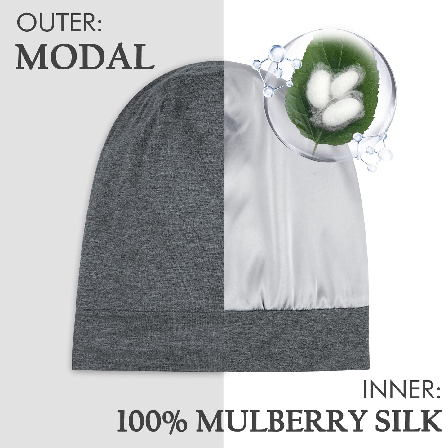 OLESILK 100% Mulberry Silk Bonnet for Sleeping Women, Silk Hair Wrap for Sleeping, Silk Sleep Bonnet for Women&Men, Real Silk, Not Satin, Reddish Brown
