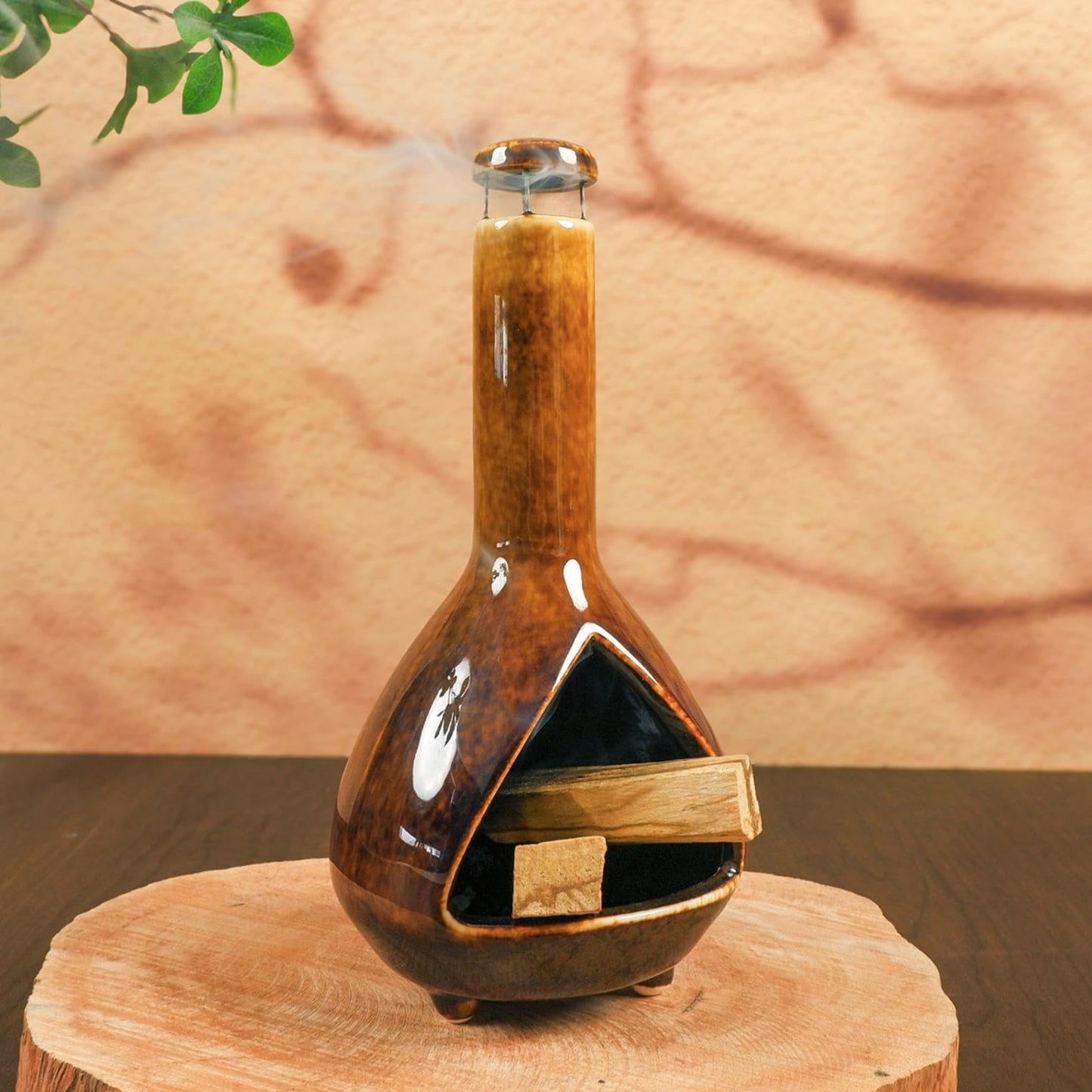 Handmade Ceramic Palo Santo Holder Burner - Mini Chimenea Incense Dish for Palo Santo and Sticks - Sage Holder for Meditation Decor