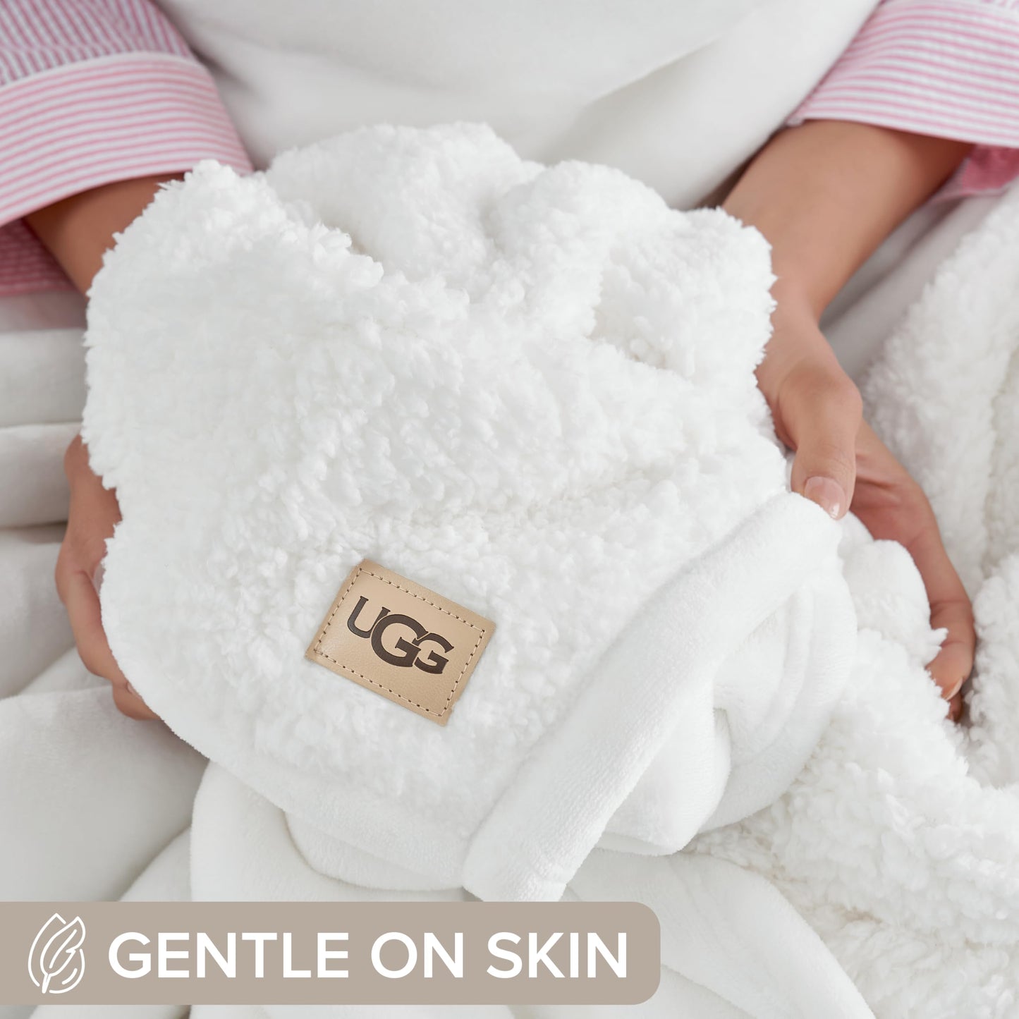 UGG Nita King/California King Blanket Fleece Fluffy Reversible Soft Fuzzy Bedding Cozy Plush Warm Oversized Blanket Machine Washable Bedroom Decor for Big Couch Bed, 110-inch x 90-inch, White Snow