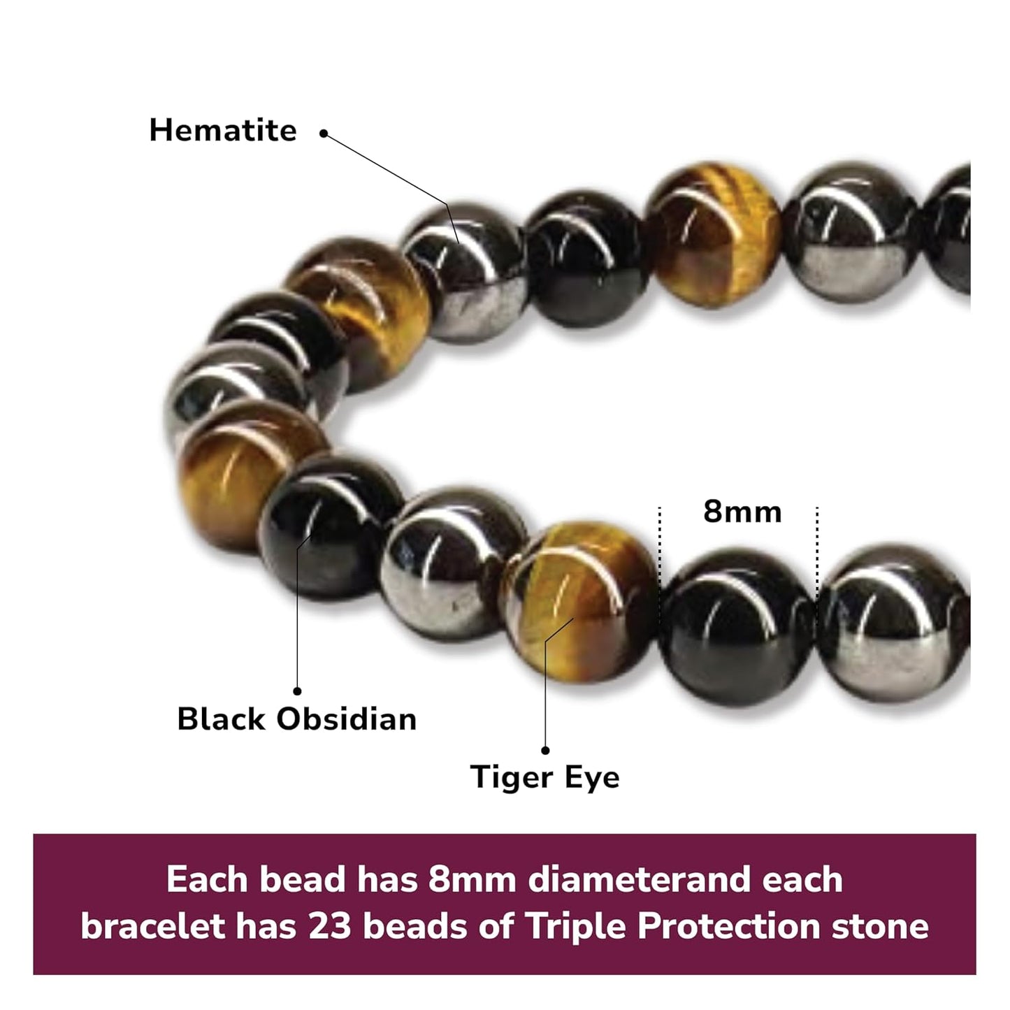 Crystal Vibe Handmade Natural Amethyst Bracelet for Women - Stretchable 8mm Bead Bracelet - Adjustable size Crystal Bracelet for Women