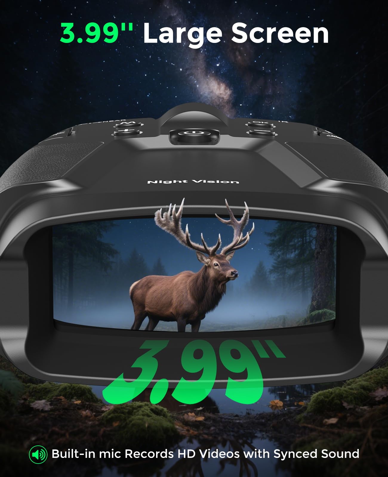 Night Vision Goggles for Adults, 3" HD Screen, 5000mAh Rechargeable Night Vision Binoculars with 32GB Card & 4K Video Recording for Wildlife, Hunting, Security