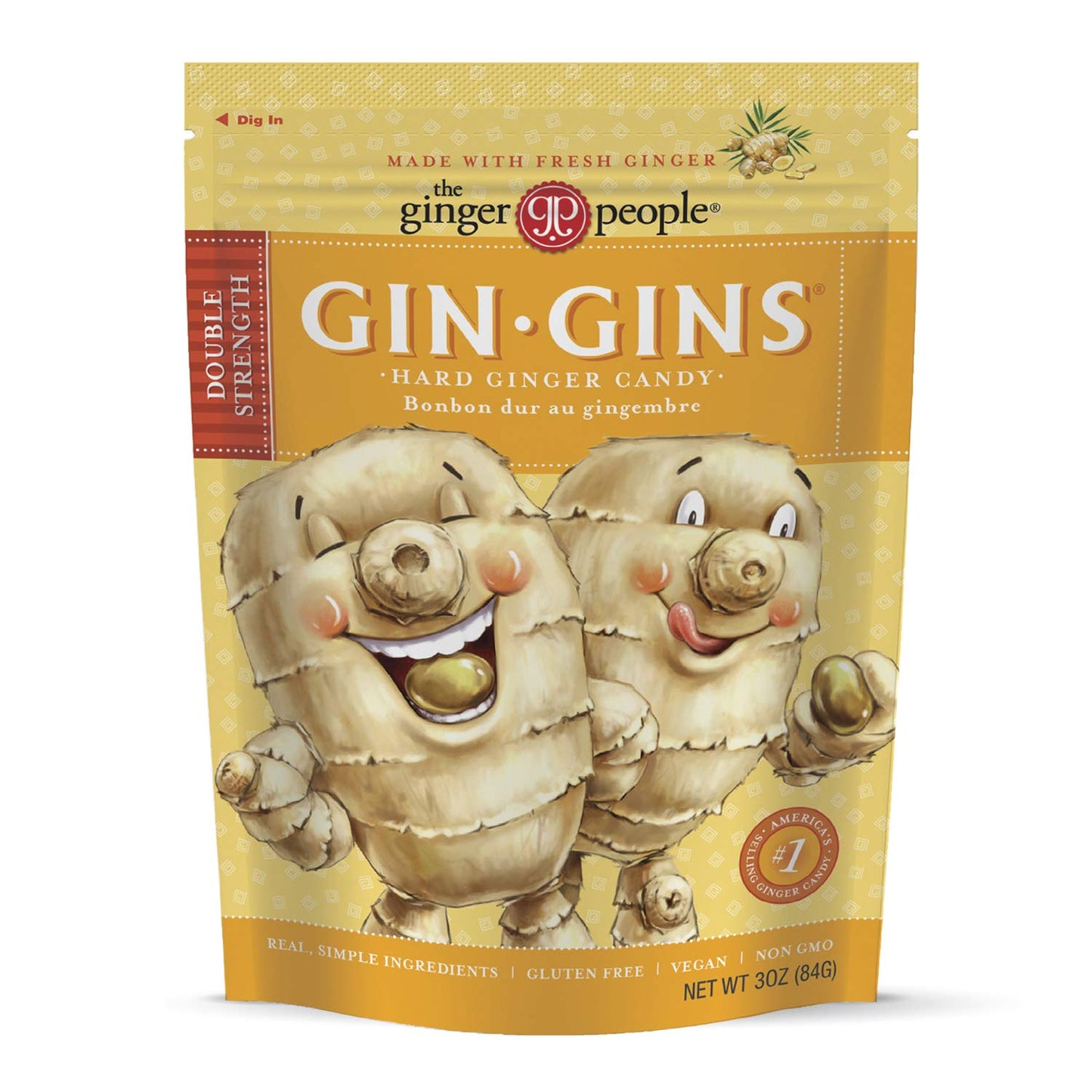 GIN GINS Ginger Chews – Natural Fresh Ginger Candy by The Ginger People – Individually Wrapped Healthy Candy – Original, Apple, Peanut and Turmeric Flavors – Variety Pack – 4 x 3oz bag each flavor (Pack of 4 bags)