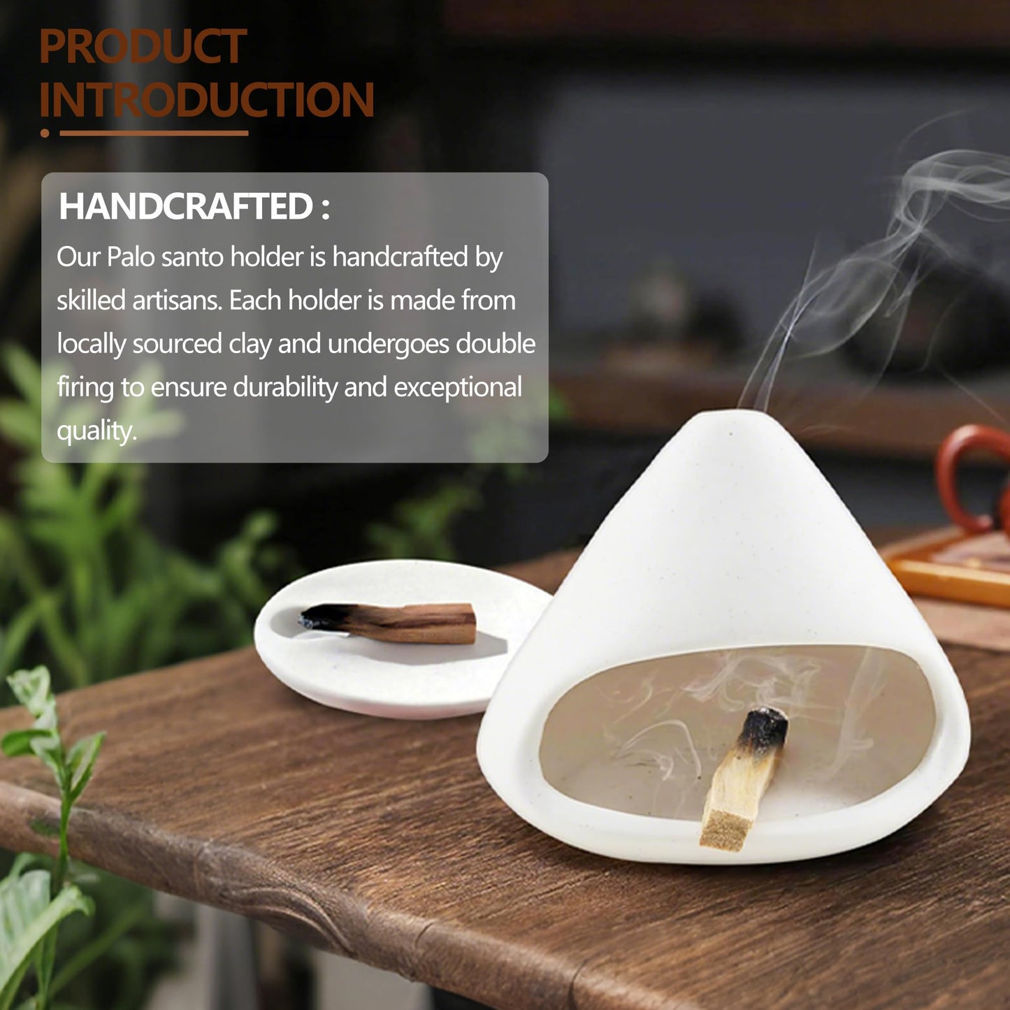 Set of 2 Ceramic Incense Burner Palo Santo Holder for Burning Sage Sticks Burning Bowl for Women Meditation Spiritual Decor(Brownness)