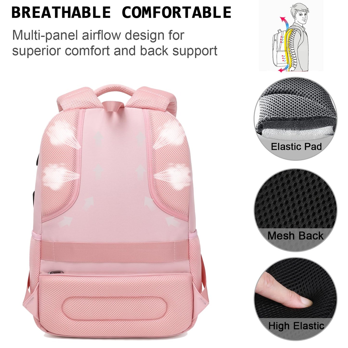 Laptop Backpack,Business Travel Anti Theft Slim Durable Laptops Backpack with USB Charging Port,Water Resistant College Computer Bag for Women & Men Fits 15.6 Inch Laptop and Notebook - Black