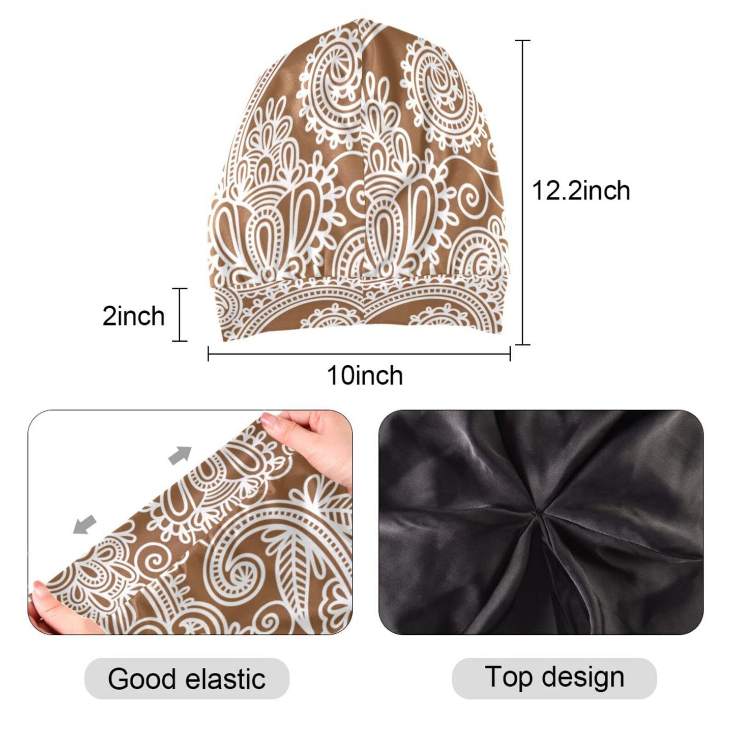 Satin Bonnet Lined Sleep Cap Hair Wrap Cover Slouchy Beanie for Curly Hair Protection for Gifts for Men Women Dark Blue Stars