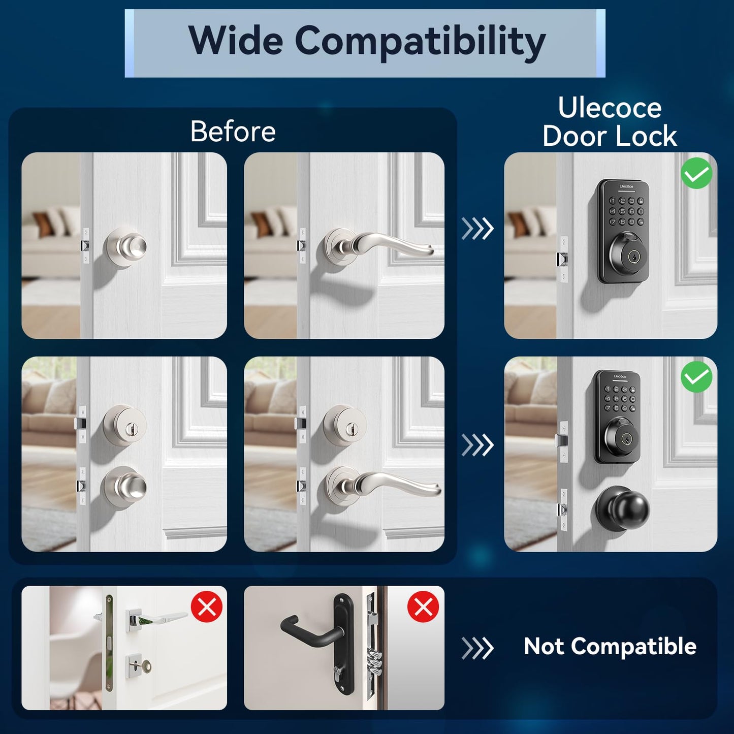 Fingerprint Keypad Deadbolt with Handle Set, Keyless Entry Door Lock, Door Locks for Front Door Lock Set, App Control, Auto Locking, Easy to Install, Matte Black