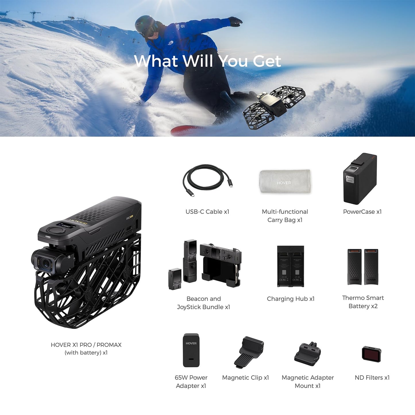 HOVERAir X1 PROMAX 8K Drone with Camera, Foldable Action Flying Camera with 42 KM/H Follow Speed, 15+ Fully Automatic Flight Modes, Fly Anywhere with OmniTerrain, SmoothCapture 2.0(Fly Joy Combo)