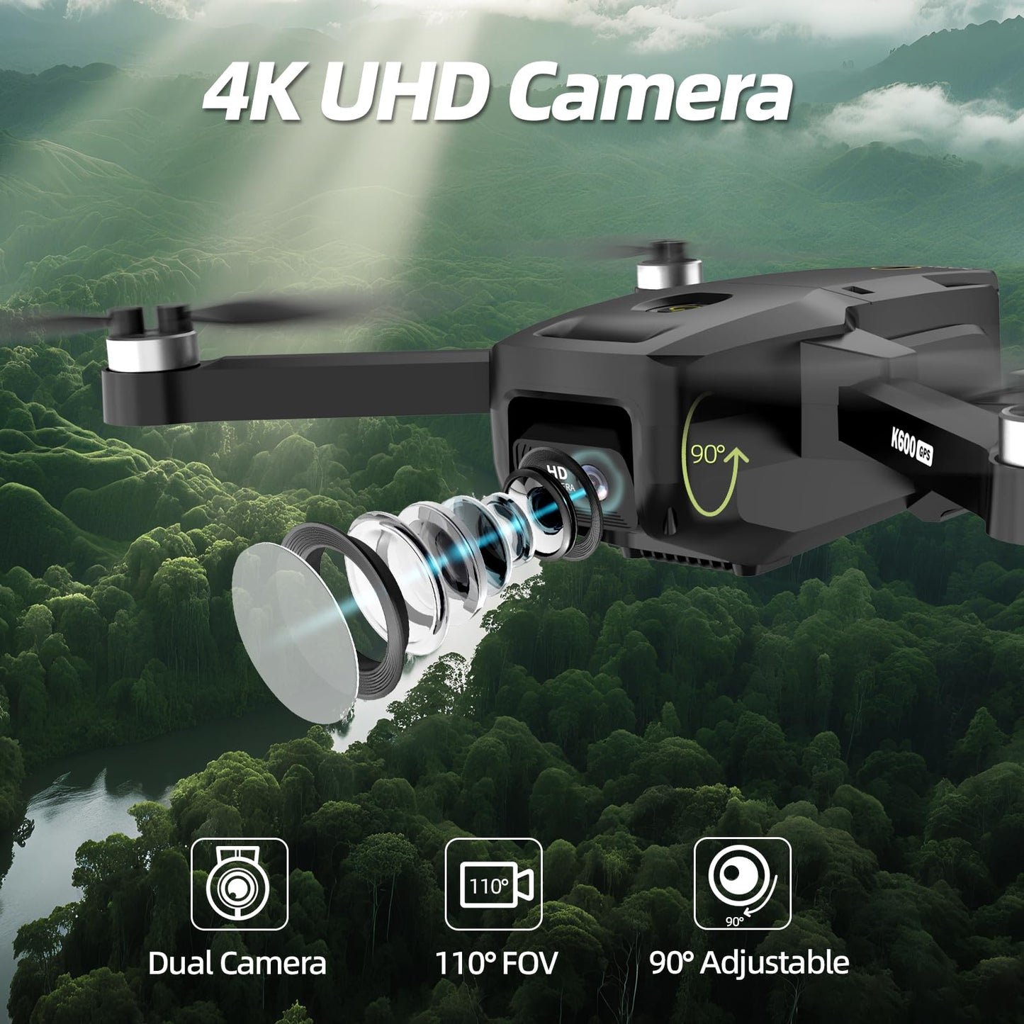 GPS Drone with EIS 4K Camera, 4.5" FPV Screen, 5GHz Transmission Foldable Drone with Brushless Motor, Auto Return Follow Me & 32G SD Card, Gesture Control, Al Track&Orbit Mode for Adults/Kids/Beginners