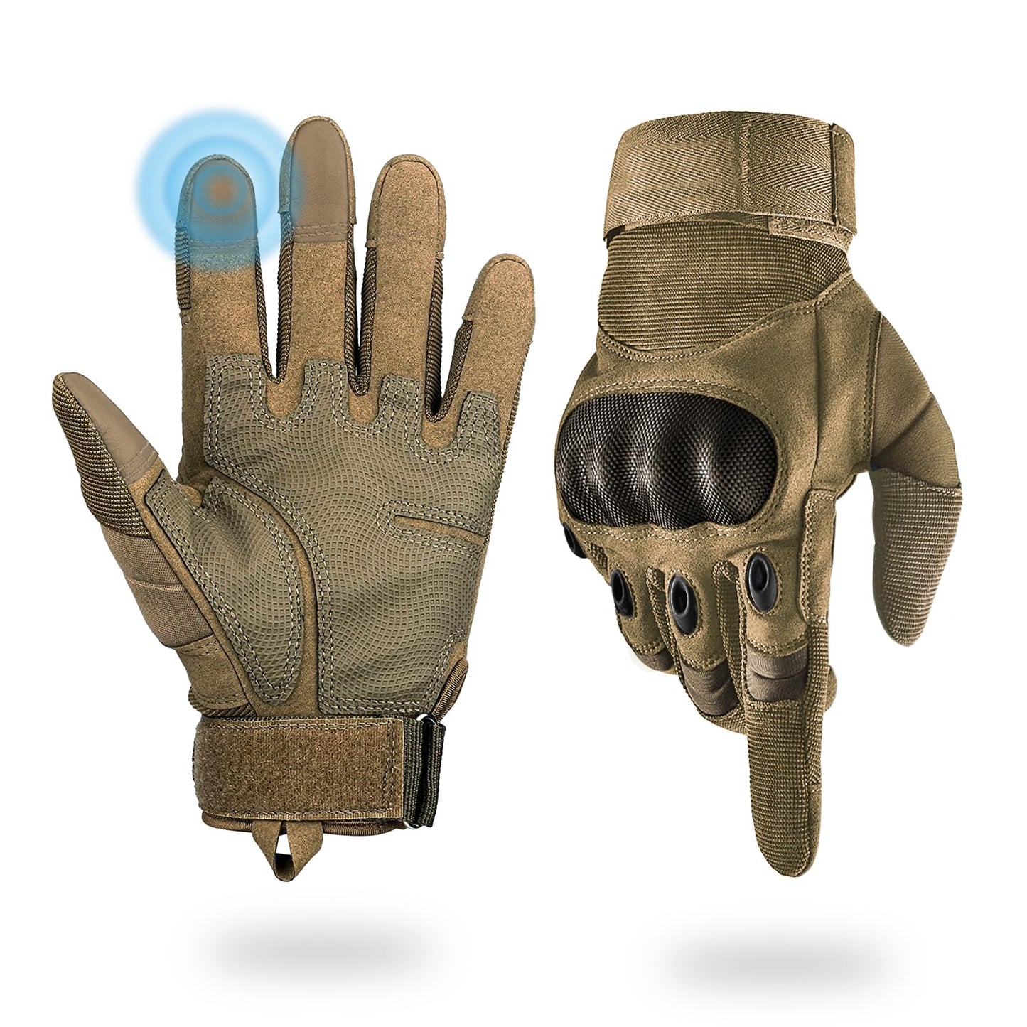 Tactical Gloves for Men, Shooting & Motorcycle Gloves with Hard Shell Knuckle Protection & Leather Palm for Airsoft Motorcycle Cycling Paintball Sports Climbing Training Hunting