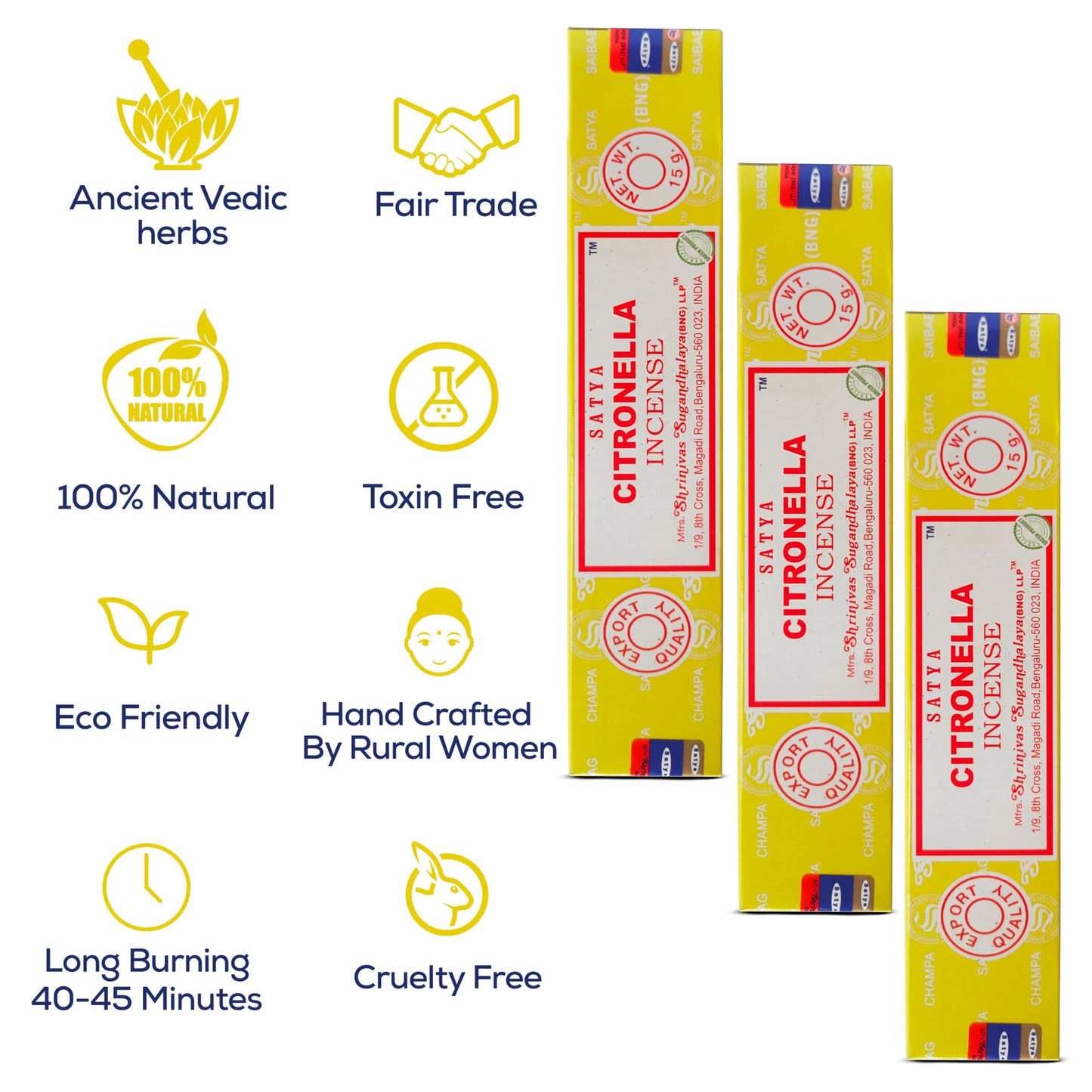 Satya Divine Blessings Incense Sticks, Satya Bng (Bangalore) Insenses 15gmx12 Pack with Raajsee Incense Holder Bundle, Satya Nagchampa Natural Incense