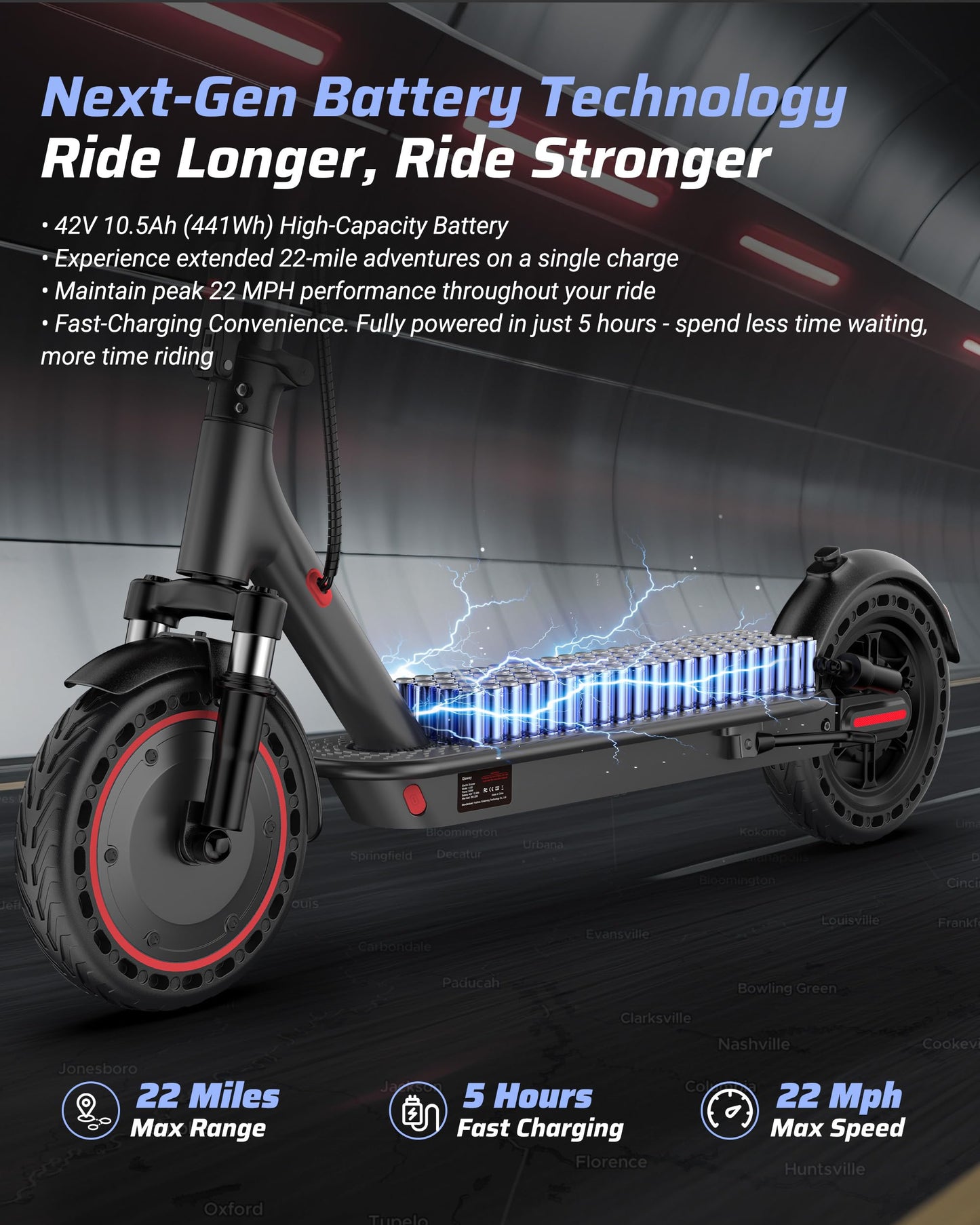 Electric Scooter for Adults, 350W/500W Motor, 16-22 Miles Range, 8.5"/10" Solid Tires, Dual Braking & Suspension, Folding Portable Commuting E-Scooter with App