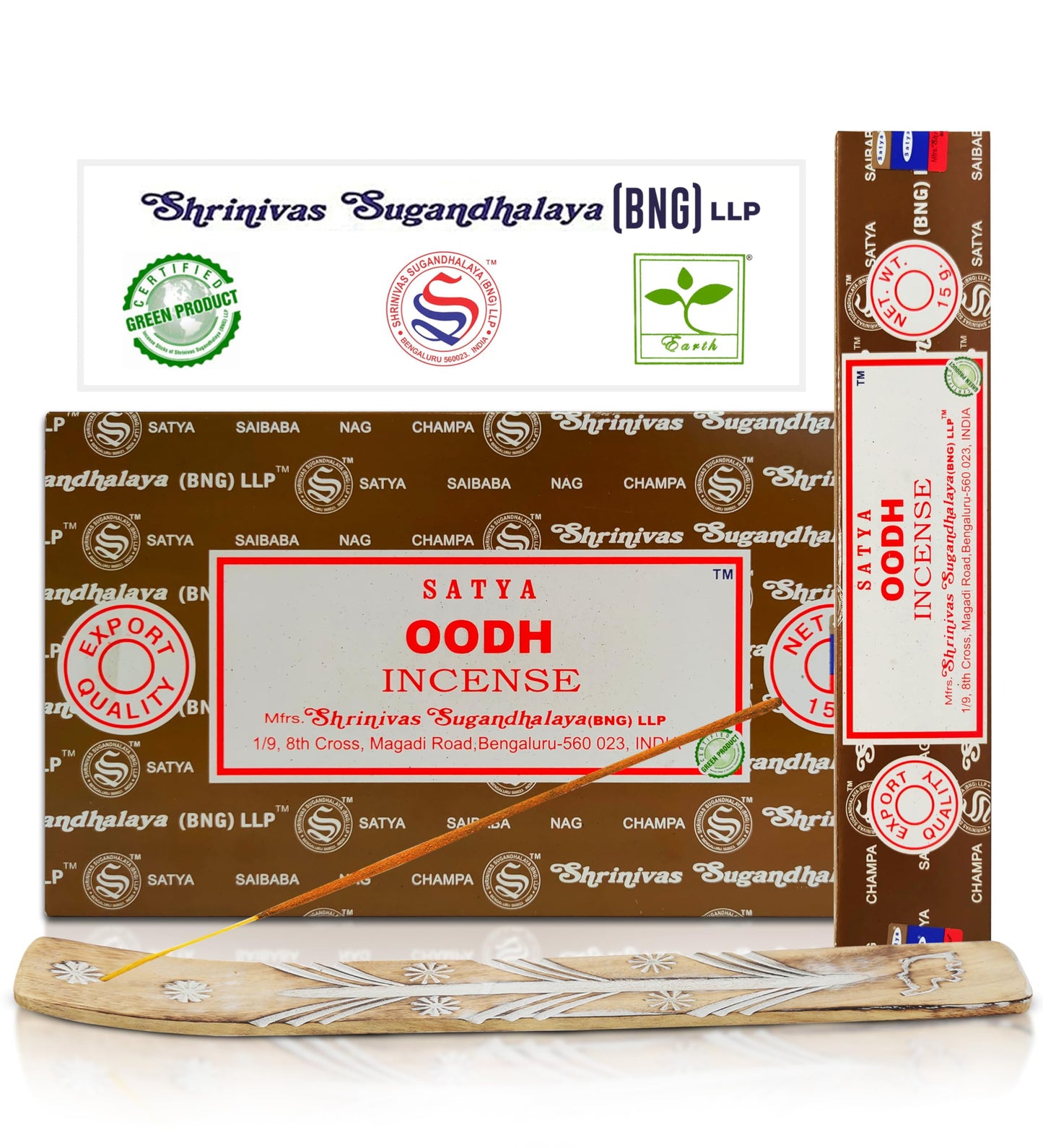 Satya Divine Blessings Incense Sticks, Satya Bng (Bangalore) Insenses 15gmx12 Pack with Raajsee Incense Holder Bundle, Satya Nagchampa Natural Incense