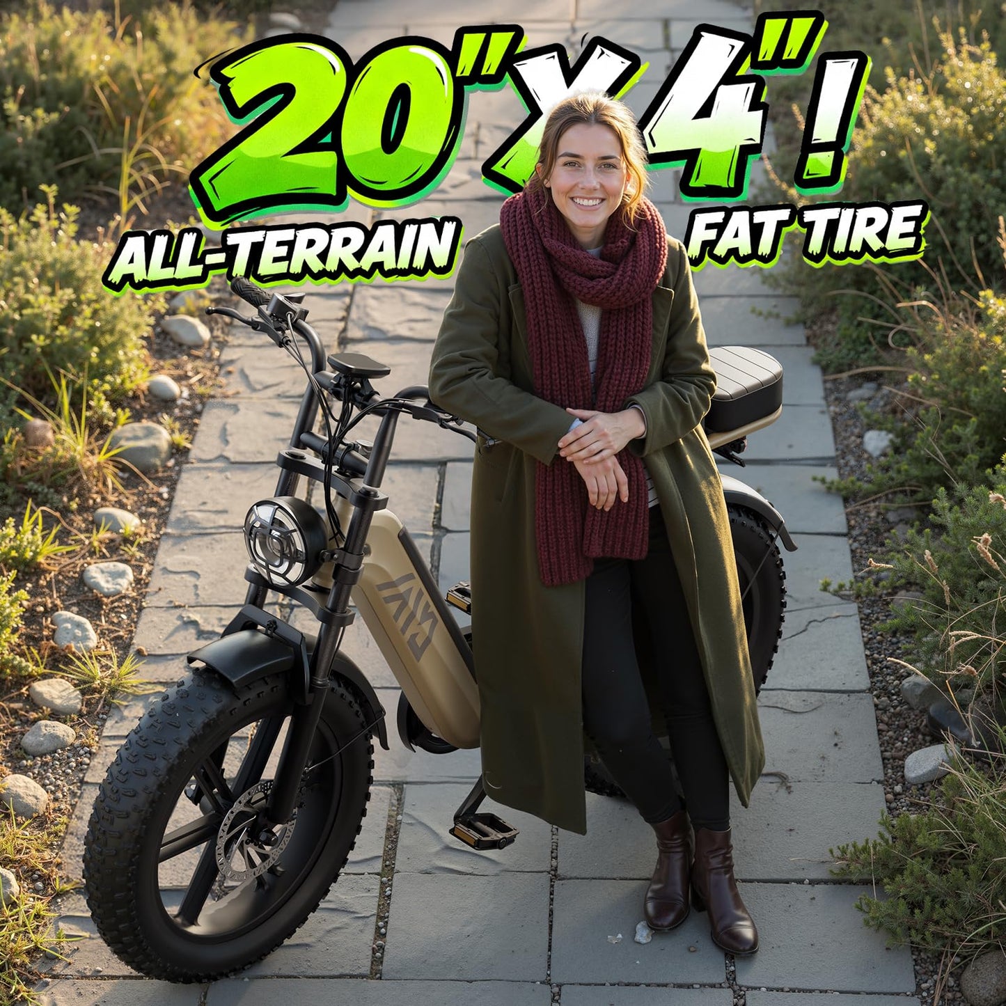 TST Electric Bike for Adults, 1500W Peak Motor Ebike with 48V 15Ah Built-in Battery, 60 Miles Range 28 MPH Electric Bike, 20" Fat Tire E Bike with Rear Seat, Footrest