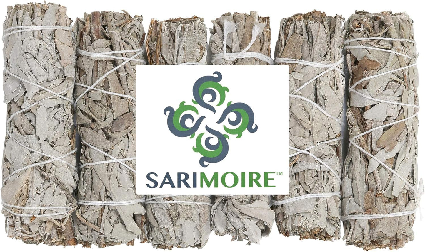 White Sage Smudge Sticks - 6 - 4" Sage Bundles - Perfect Sage Stick Smudge Sticks Smudging Kit Replenishment