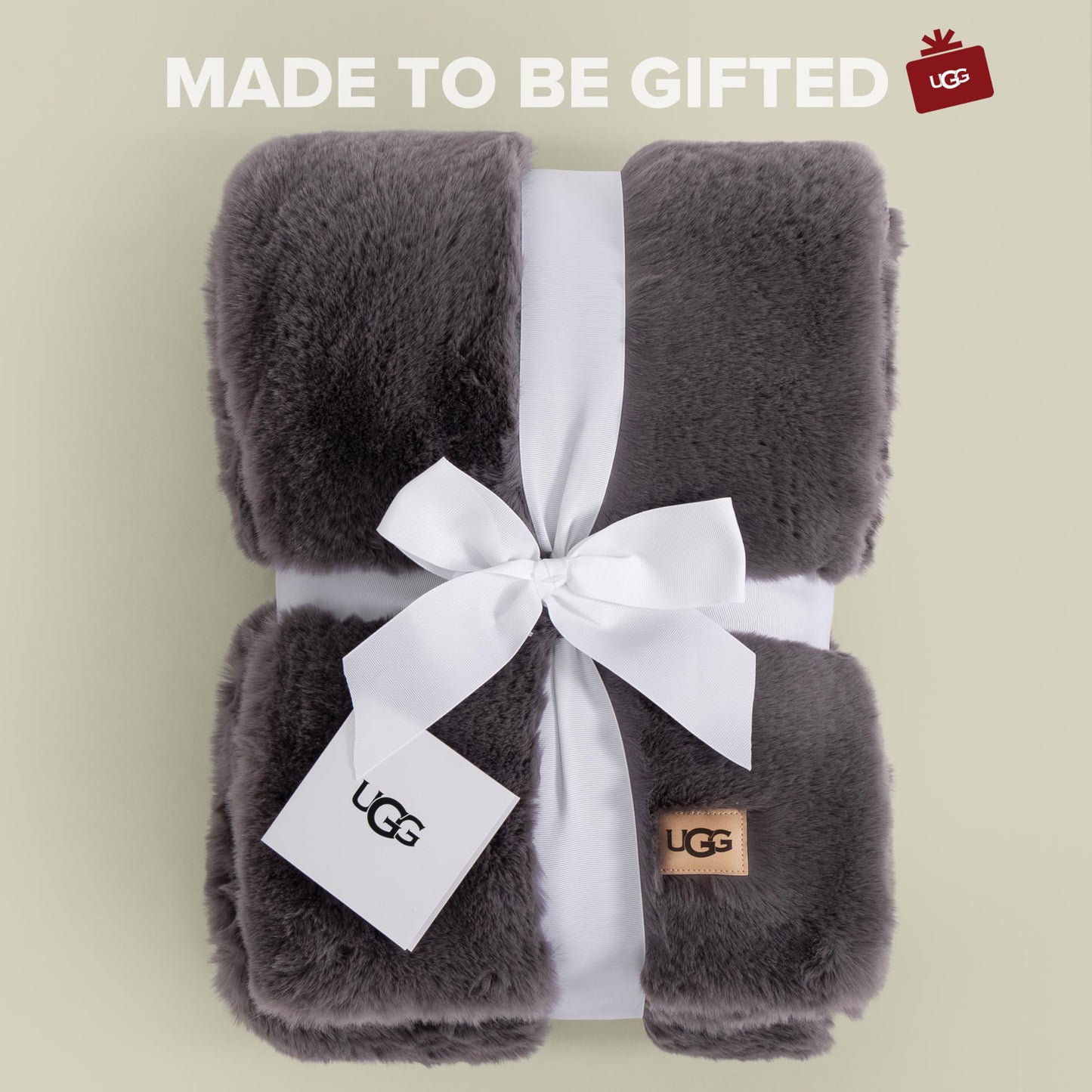 UGG Euphoria Plush Faux Fur Throw Blanket, Oversized Soft Throw for Bed or Couch, Luxury Bedroom Decor, Holiday Blankets, Machine Washable, 50-inch x 70-inch, Charcoal Grey