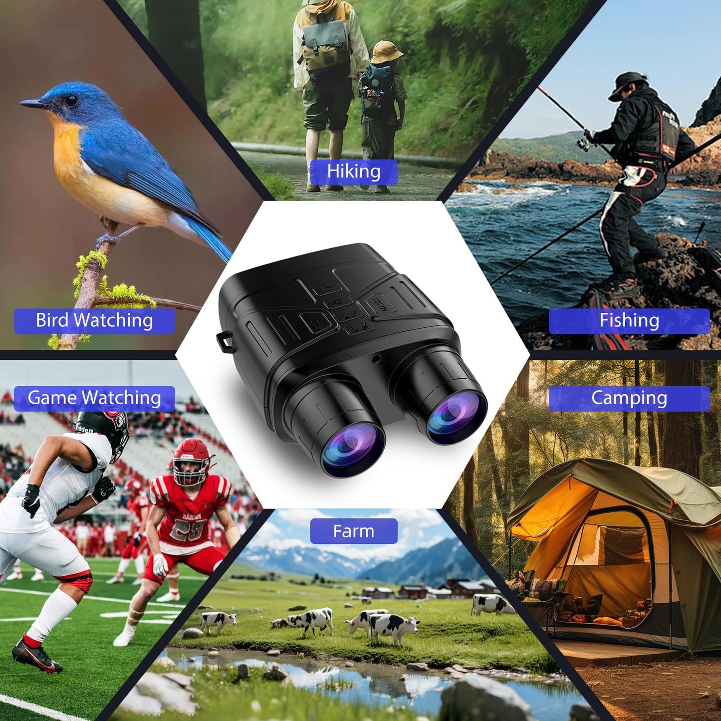 Night Vision Goggles for Adults, 3" HD Screen, 5000mAh Rechargeable Night Vision Binoculars with 32GB Card & 4K Video Recording for Wildlife, Hunting, Security