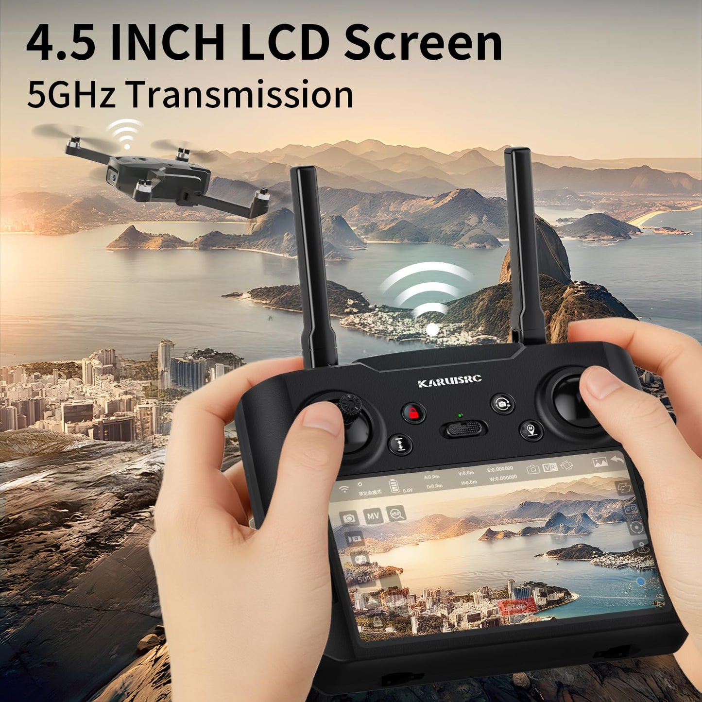 GPS Drone with EIS 4K Camera, 4.5" FPV Screen, 5GHz Transmission Foldable Drone with Brushless Motor, Auto Return Follow Me & 32G SD Card, Gesture Control, Al Track&Orbit Mode for Adults/Kids/Beginners