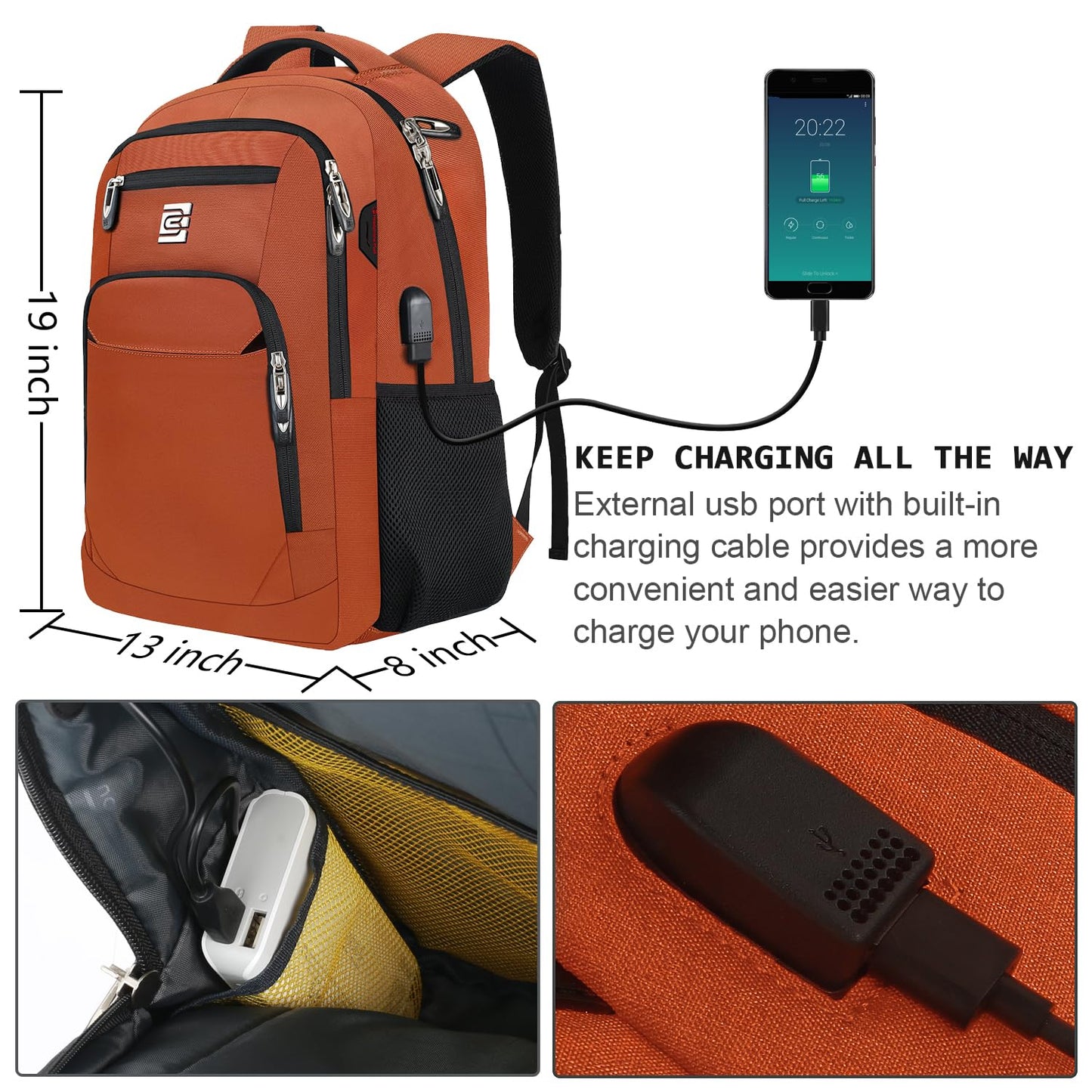 Laptop Backpack,Business Travel Anti Theft Slim Durable Laptops Backpack with USB Charging Port,Water Resistant College Computer Bag for Women & Men Fits 15.6 Inch Laptop and Notebook - Black