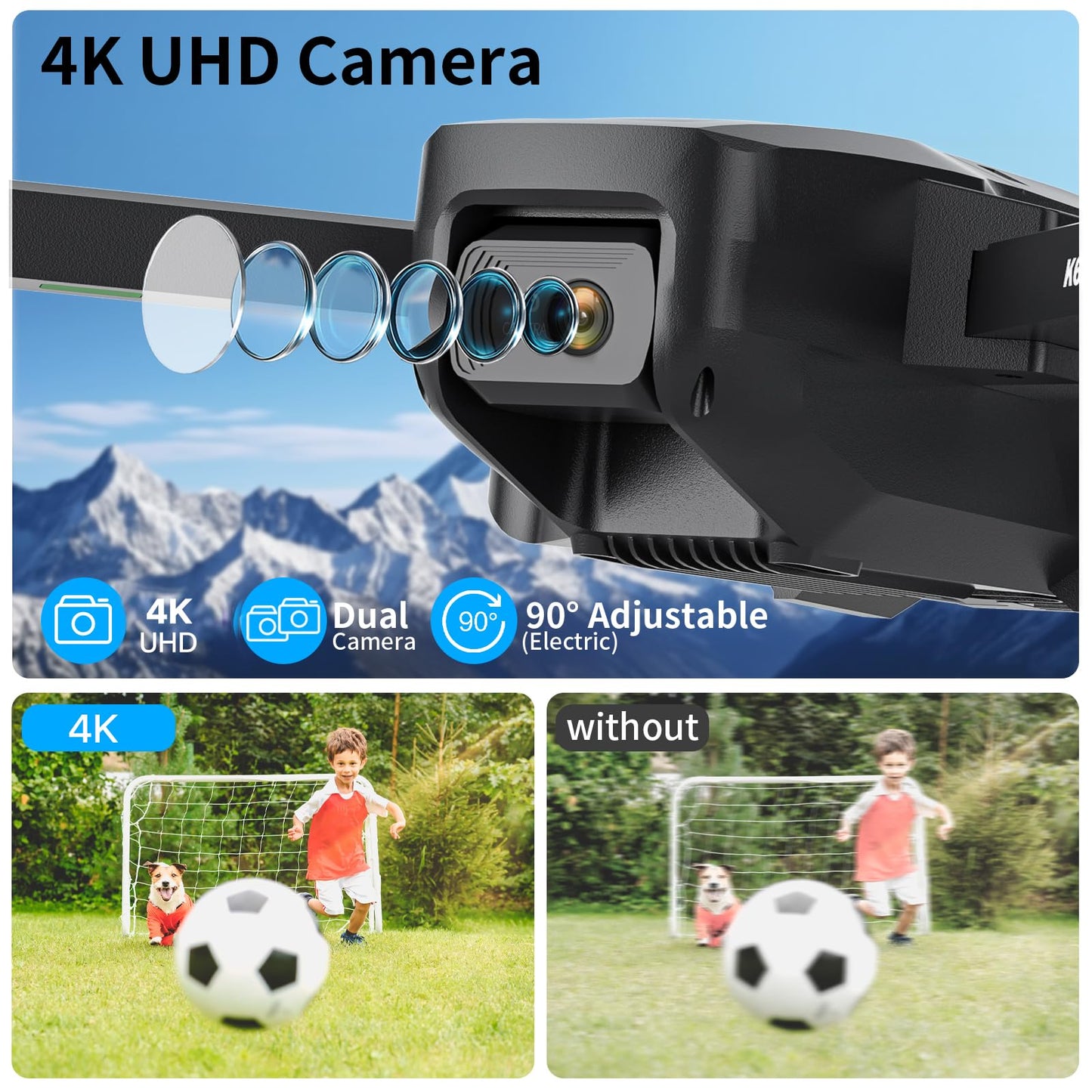 GPS Drone with EIS 4K Camera, 4.5" FPV Screen, 5GHz Transmission Foldable Drone with Brushless Motor, Auto Return Follow Me & 32G SD Card, Gesture Control, Al Track&Orbit Mode for Adults/Kids/Beginners