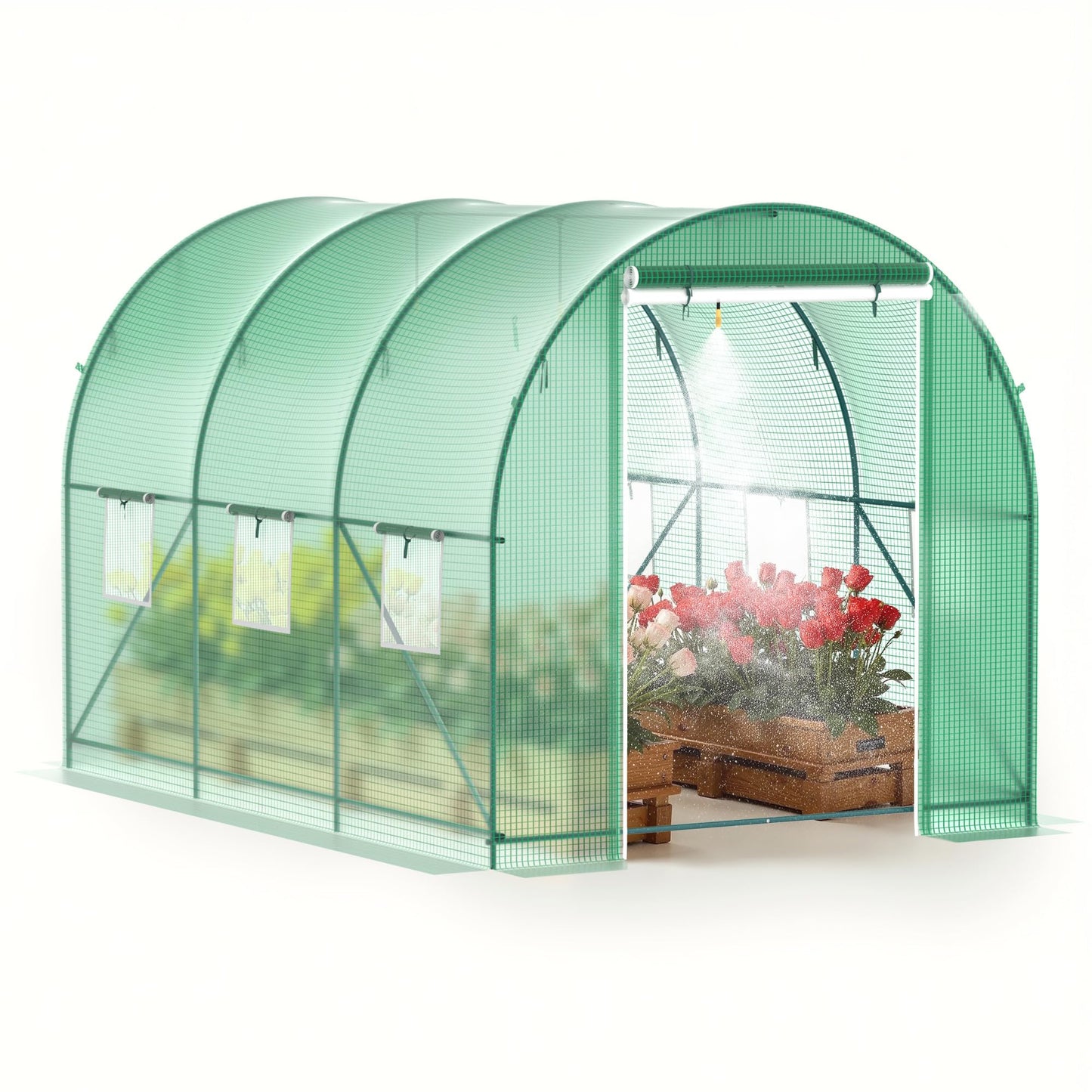 GOJOOASIS Greenhouse Outdoor Green House for Outside Winter Heavy Duty Large Walk-in Tunnel Portable Greenhouses for Backyard Plants Shed (10'x7'x7')