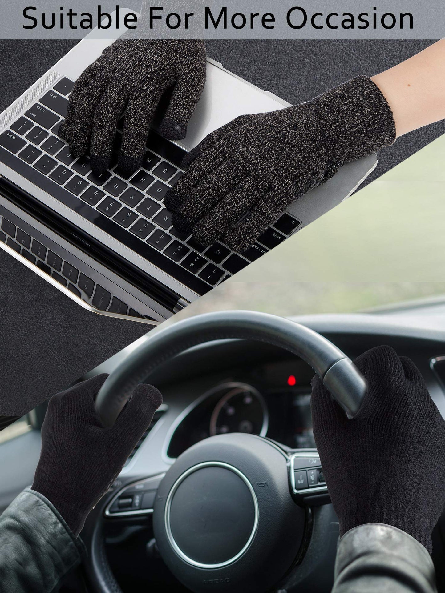 SATINIOR 4 Pairs Winter Knit Touchscreen Gloves Warm Texting Gloves Elastic Anti-slip for Adults
