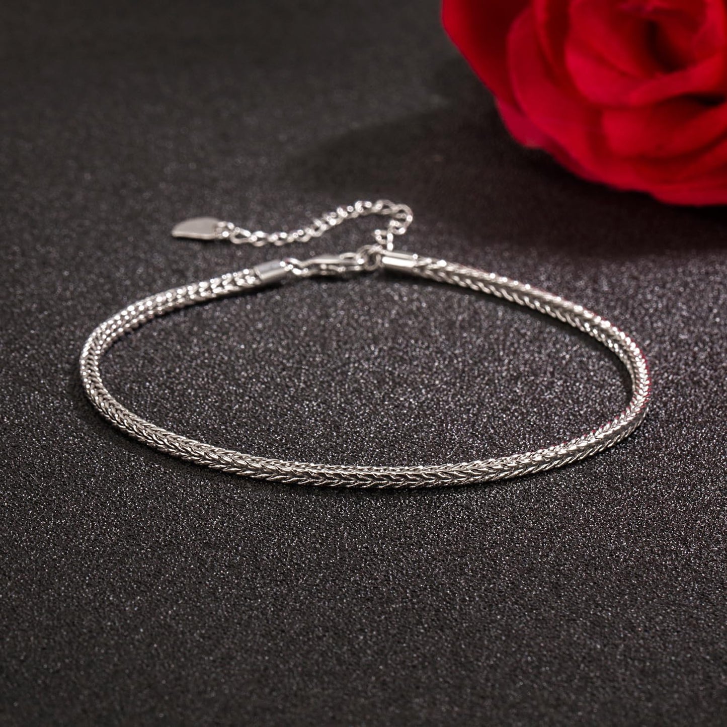 Dankadi Women 925 Sterling Silver Anklets Bracelet Men Simple Chopin/Box Chain/Twist Rope Chain Summer Beach Foot 24k Gold Plated Jewelry Gift