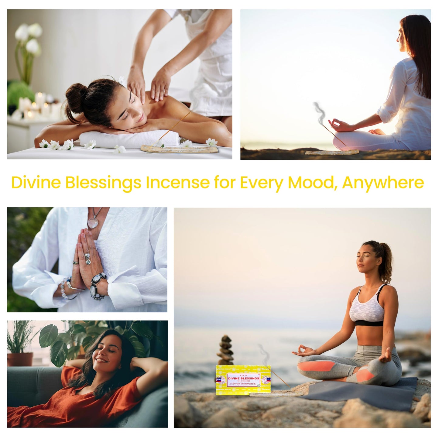 Satya Divine Blessings Incense Sticks, Satya Bng (Bangalore) Insenses 15gmx12 Pack with Raajsee Incense Holder Bundle, Satya Nagchampa Natural Incense