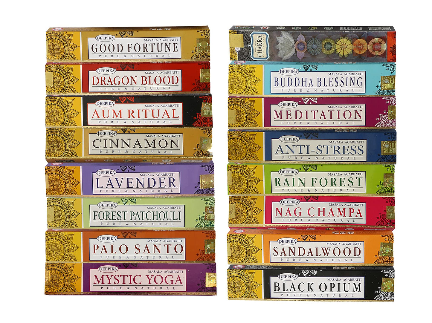 Satya Premium Mix Assorted Incense Sticks Set of 12 Pack | for Meditation, Aromatherapy, Healing, Yoga, Positivity and Relaxation | 180 Sticks (12Packs X 15Sticks)
