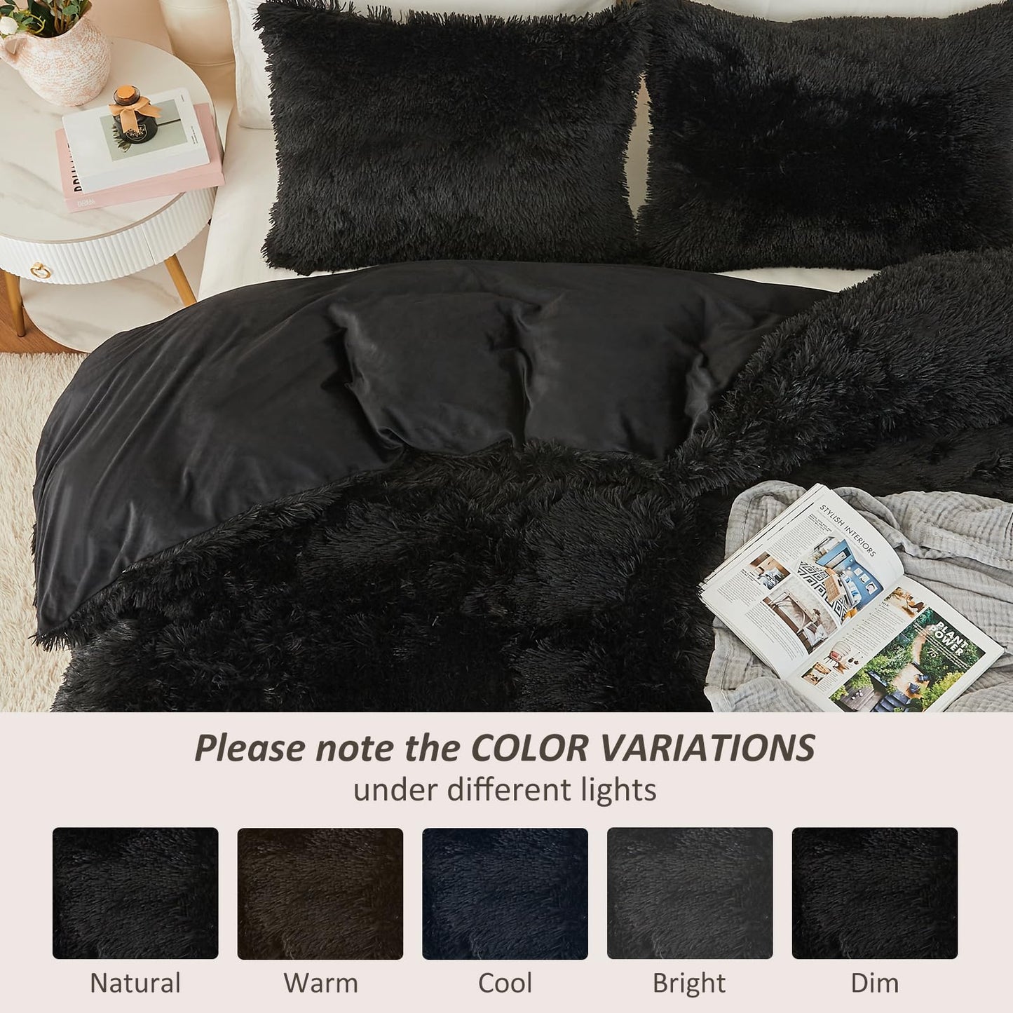EMME Luxury Khaki Fuzzy Duvet Cover Set Twin Size Fluffy Comforter Cover Set 2 Pieces Shaggy and Plush Soft Bedding Duvet Covers (Tie Dye Khaki, Twin)