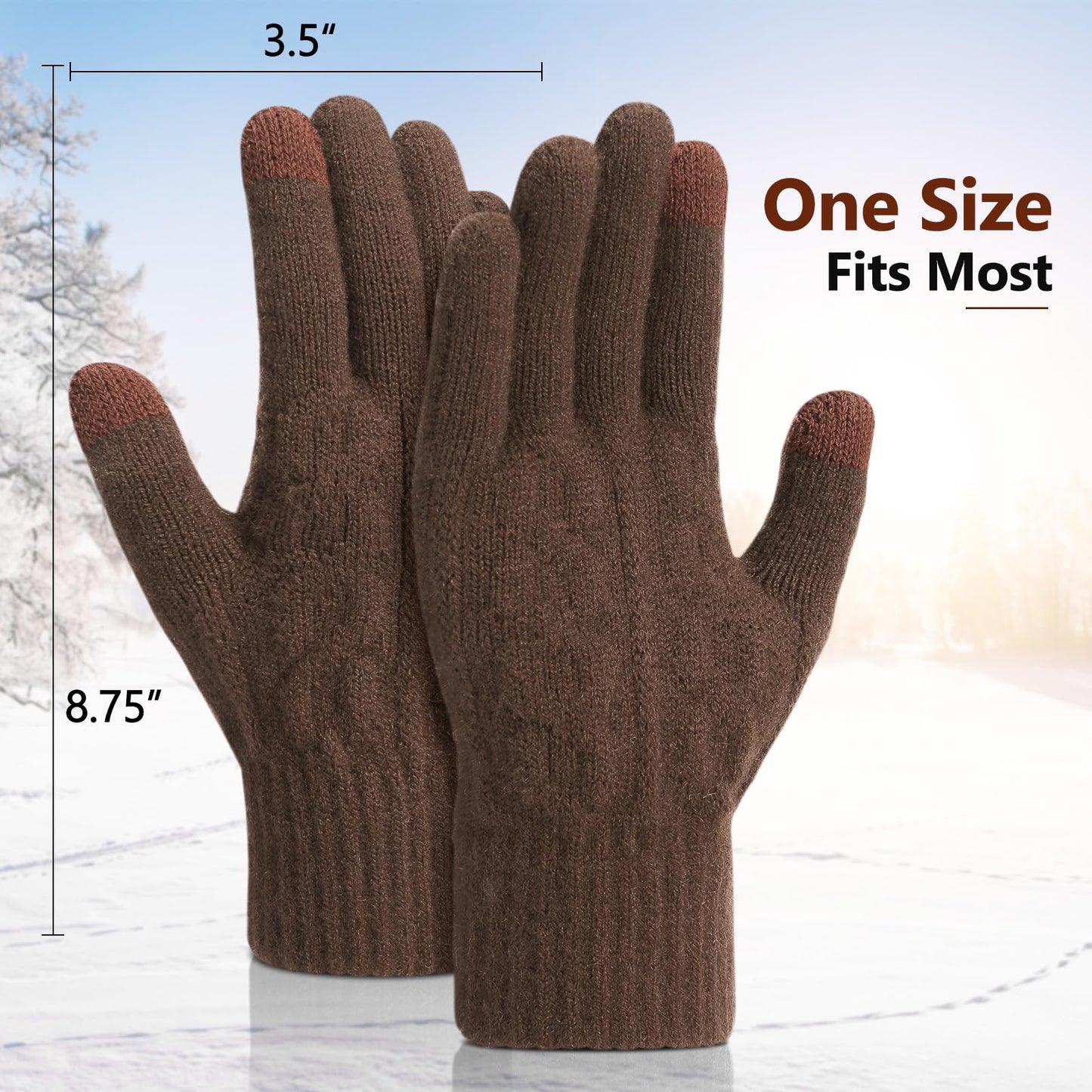 Pleneal 4 Pairs Winter Gloves for Women, Touchscreen Glove Womens Warm Lining Glove, Knitted Gloves for Cold Weather