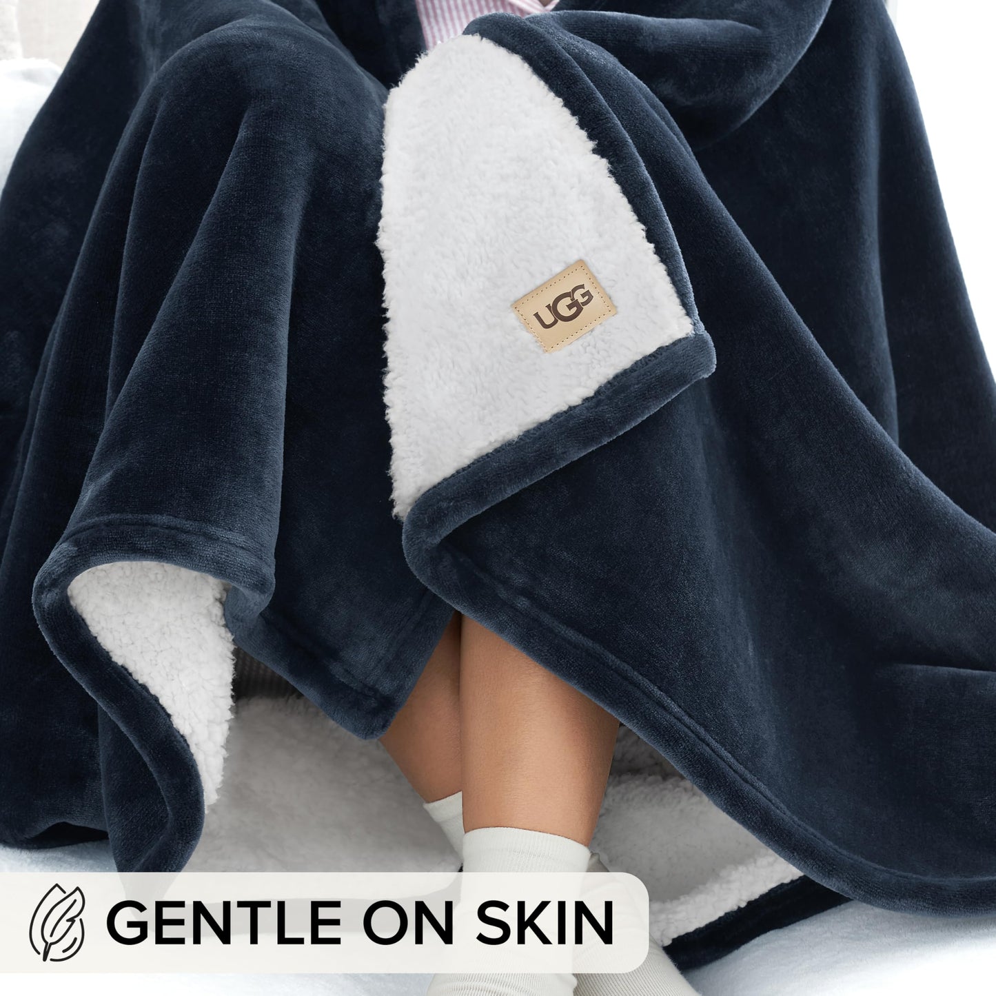 UGG Nita King/California King Blanket Fleece Fluffy Reversible Soft Fuzzy Bedding Cozy Plush Warm Oversized Blanket Machine Washable Bedroom Decor for Big Couch Bed, 110-inch x 90-inch, White Snow
